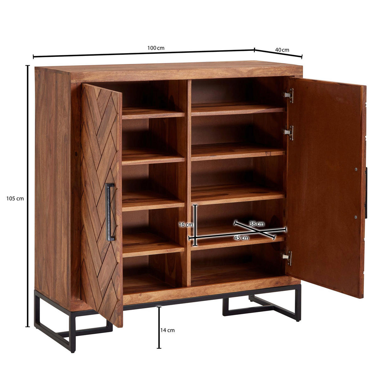 Schuhschrank rosenholz Nachbildung B/H/T: ca. 40x105x100 cm Schuhschrank - rosenholz (40,00/105,00/100,00cm) - Wohnling