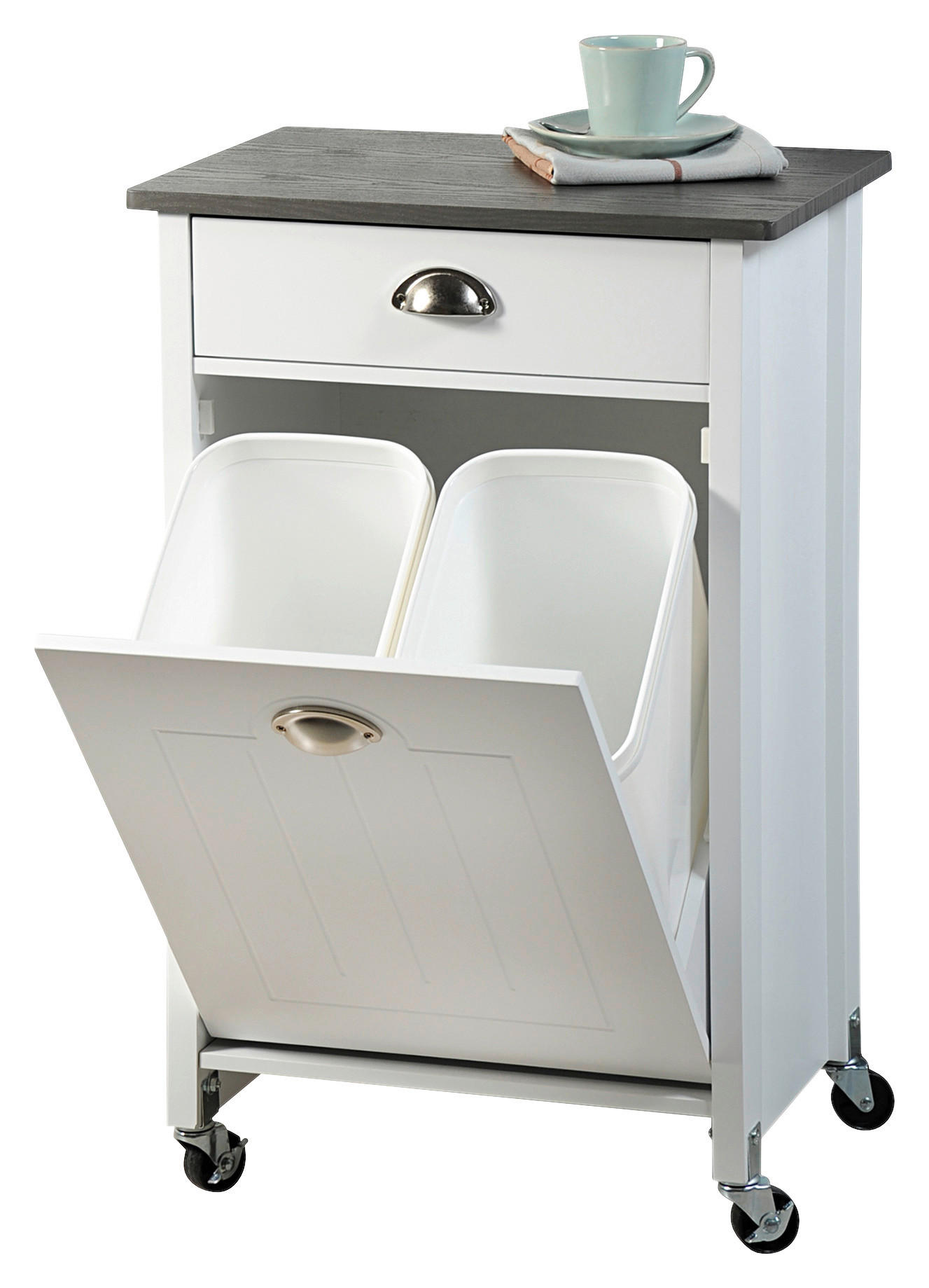 Kesper Küchenwagen weiß Spanplatte B/H/T: ca. 50x79x39 cm Küchenwagen - weiß/grau (50,00/79,00/39,00cm) - Kesper