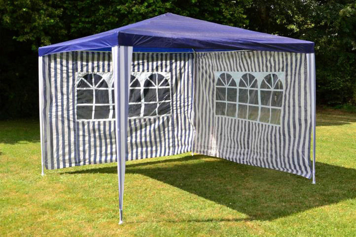 VCM Pavillon blau Stahlrohr B/H/L: ca. 300x197x300 cm Pavillon_3x3m_2_Seitenteile - blau/weiß (300,00/300,00/197,00cm) - VCM