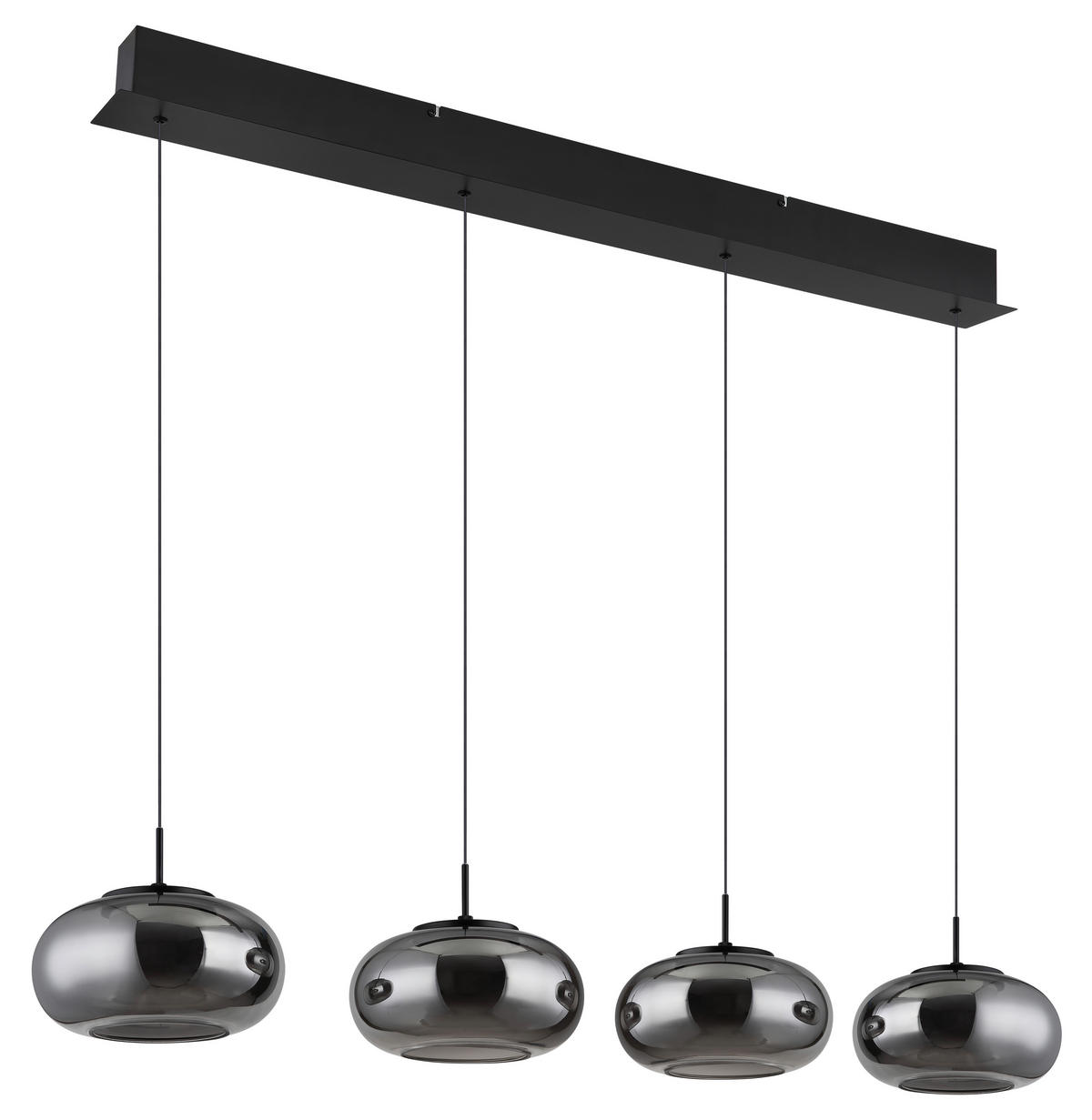 GLOBO LED-Pendelleuchte mattschwarz Rauch schwarz Metall Glas B/H/T: ca. 110x150x20 cm 1.0 Brennstellen QUINTARA - schwarz/Rauch (110,00/150,00/20,00cm) - GLOBO