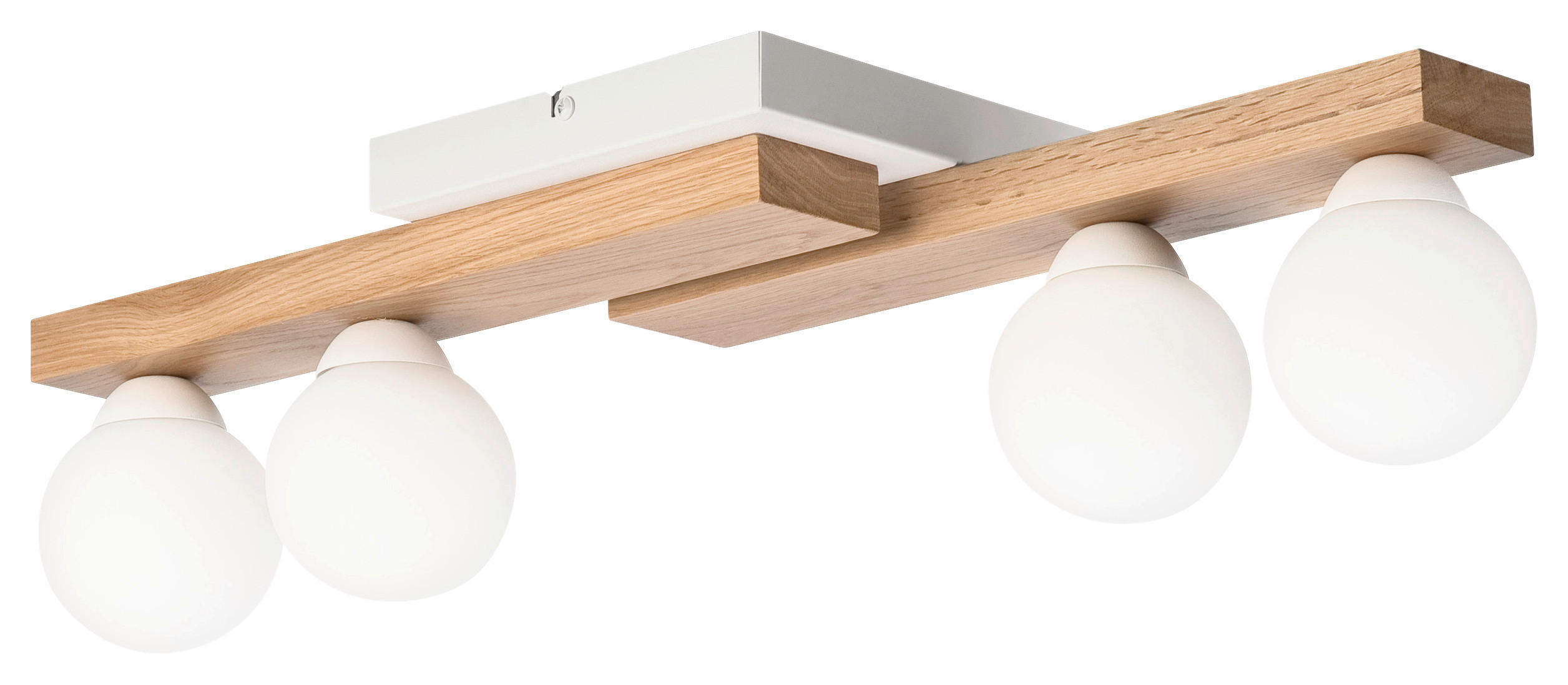 Lamkur Deckenleuchte MATTE 50195 weiß Eiche Stahl Glas Eiche H/L: ca. 19x64 cm G9 4 Brennstellen Matte - Eiche/weiß (64,00cm) - Lamkur