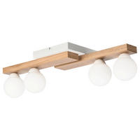Lamkur Deckenleuchte MATTE 50195 weiß Eiche Stahl Glas Eiche H/L: ca. 19x64 cm G9 4 Brennstellen Matte - Eiche/weiß (64,00cm) - Lamkur