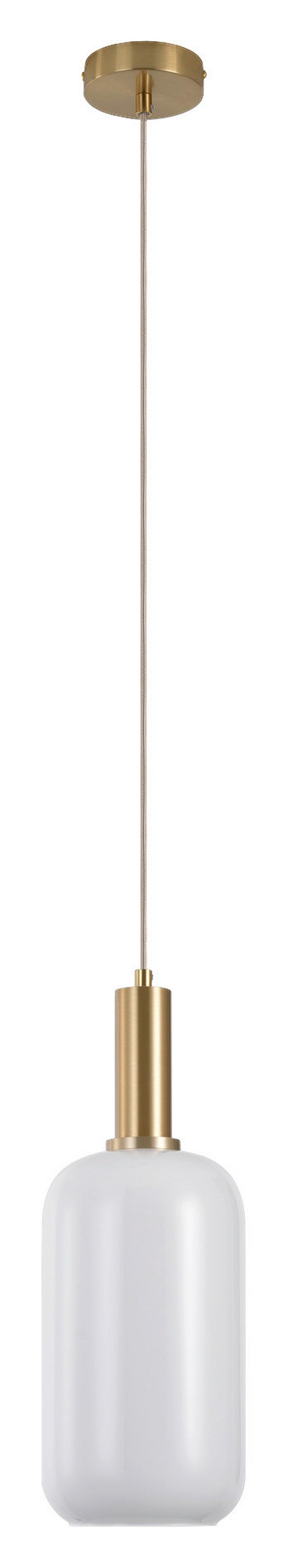 Housenordic Pendelleuchte 6406200 messing weiß Stahl Glas L/D: ca. 150x13 cm 1.0 Brennstellen Pendelleuchte_Zylinderförmig - messing/weiß (13,00cm) - Housenordic