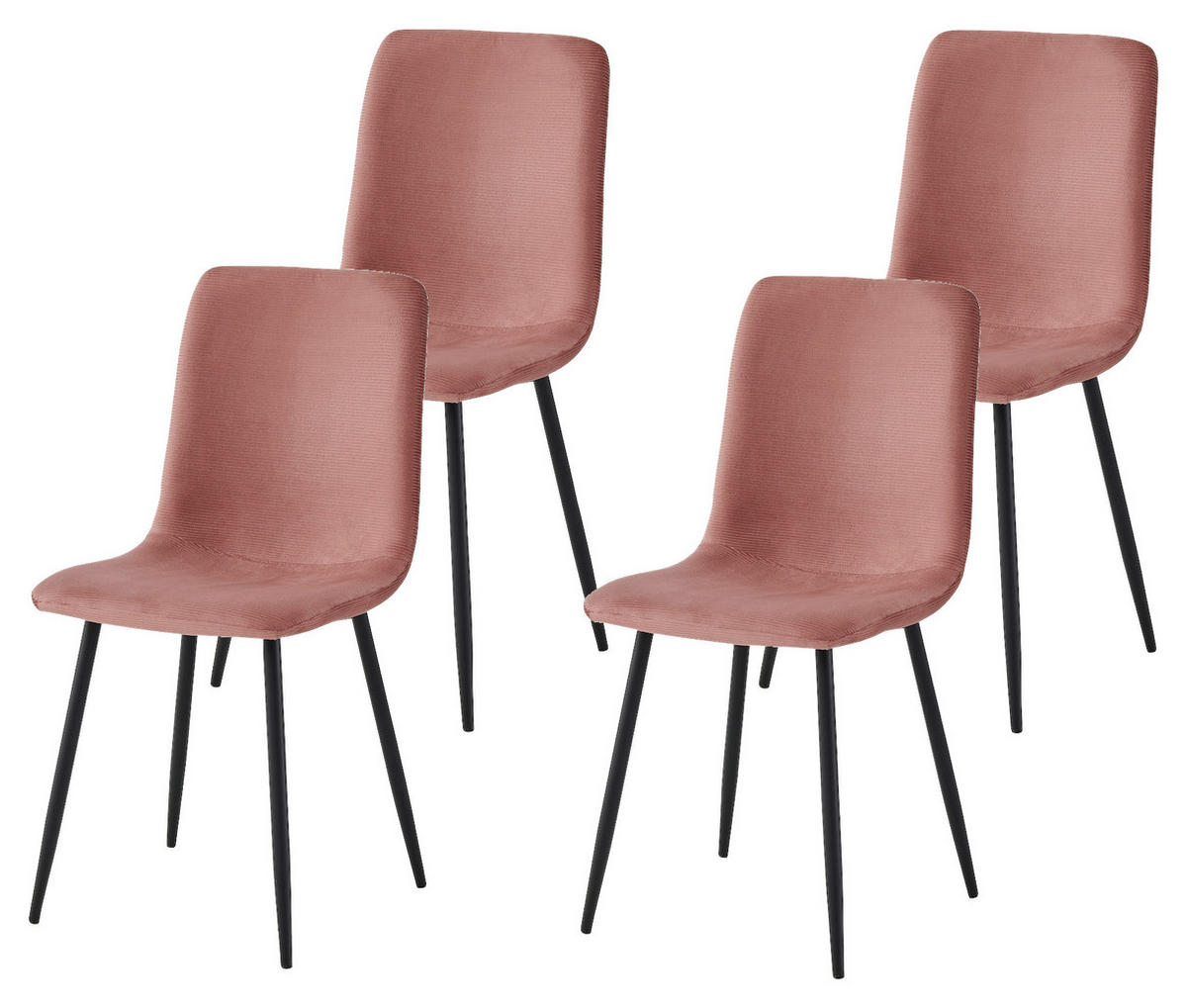 Stuhl Leipzig, 4er-Set altrosa Microfaser Metall B/H/T: ca. 44x92x54 cm Leipzig, 4er-Set - altrosa (44,00/92,00/54,00cm) - Hela