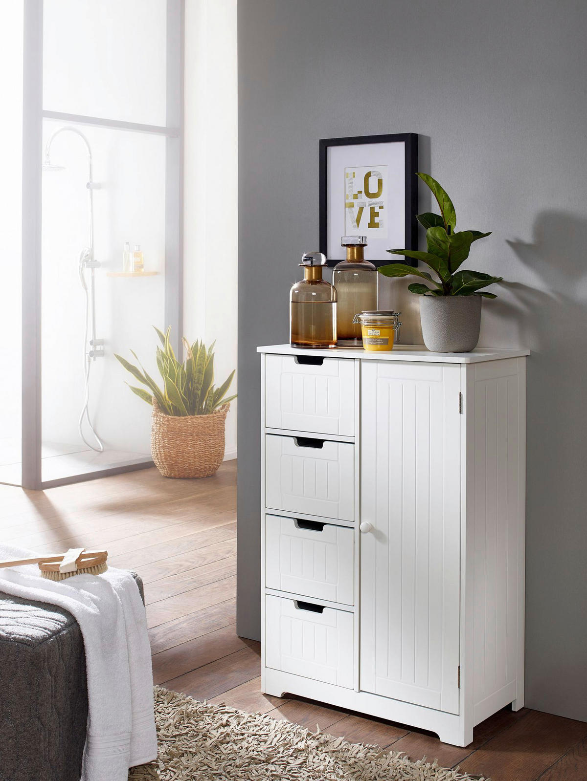 Badkommode weiß B/H/T: ca. 30x83x56 cm Badschrank PATTI - weiß (30,00/83,00/56,00cm) - Wohnling