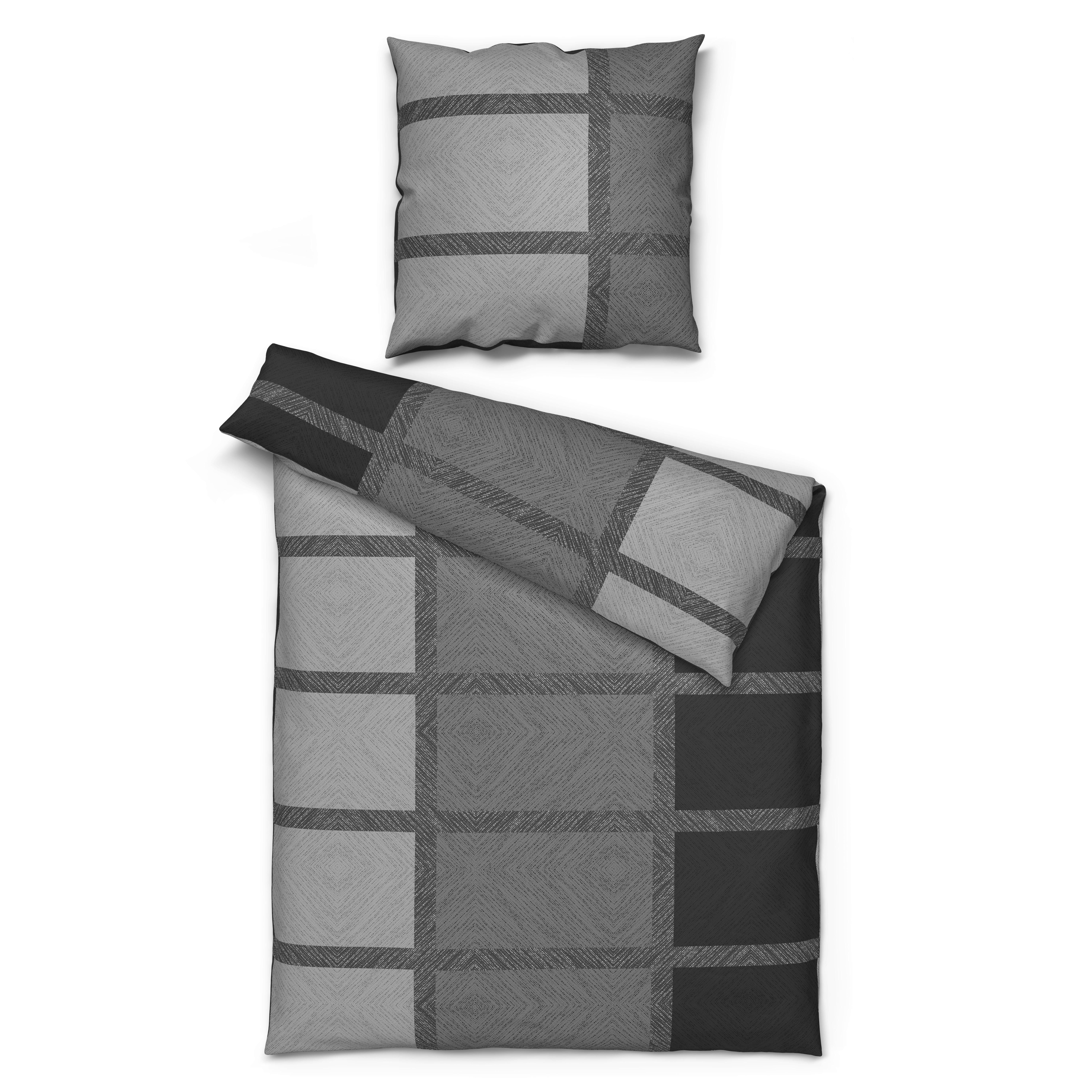 Baumwoll Bettwäsche Renforce Bettwäsche_Renforce_Benno 135x200 - schwarz/grau (135,00/200,00cm) - beau rêve