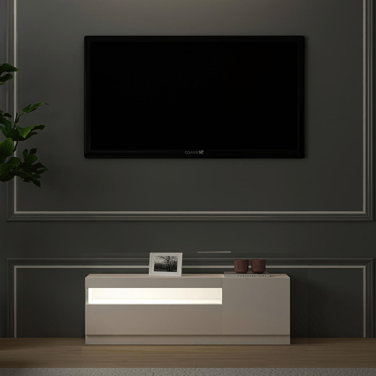 TV-Lowboard 9178 weiß B/H/T: ca. 240x40x37 cm 9178 - weiß (240,00/40,00/37,00cm) - moebel17
