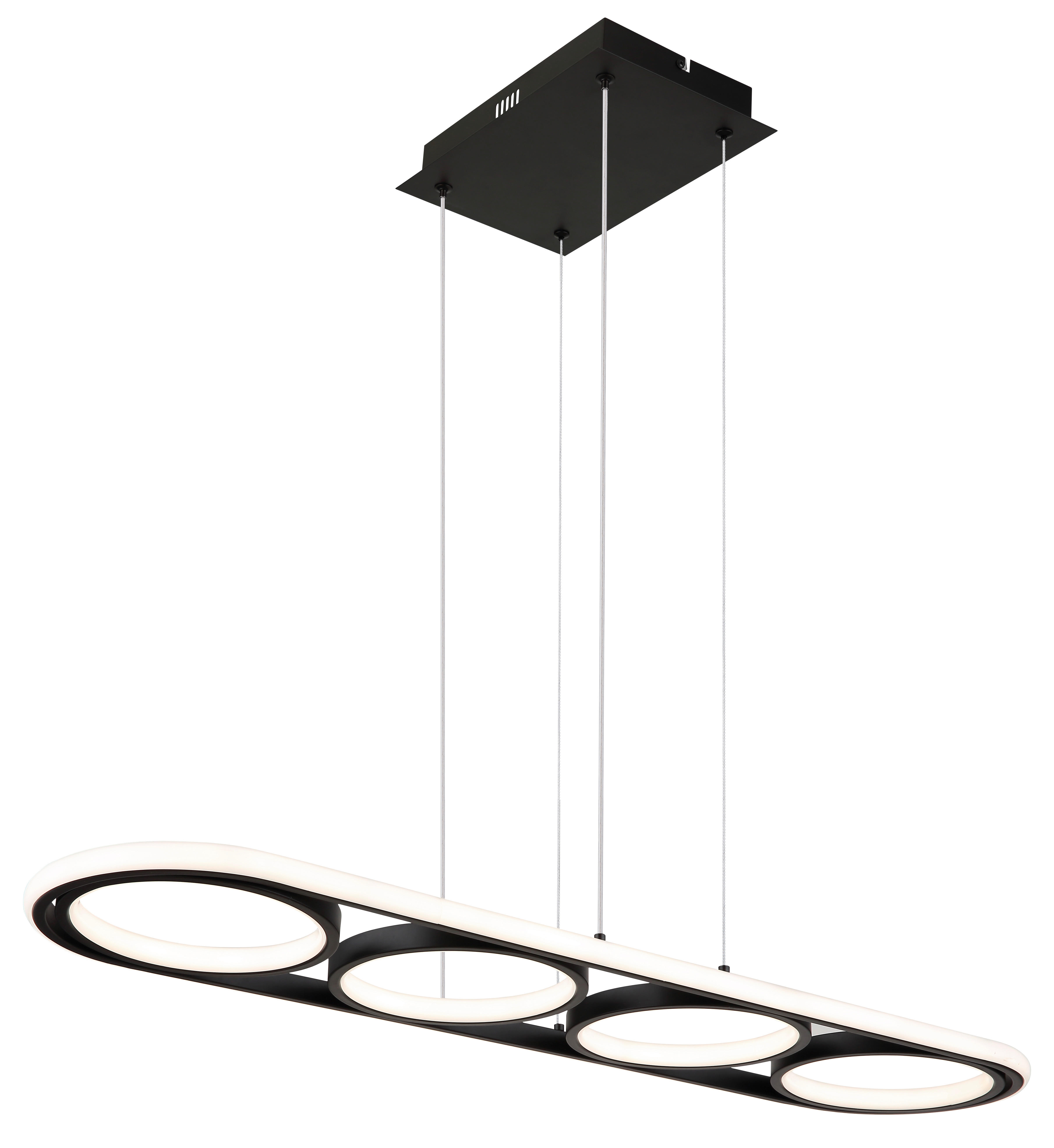 GLOBO Pendelleuchte schwarz Silikon Aluminium Metall B/H/T: ca. 28x120x90 cm 1.0 Brennstellen 67194-60R - schwarz (28,00/120,00/90,00cm) - GLOBO