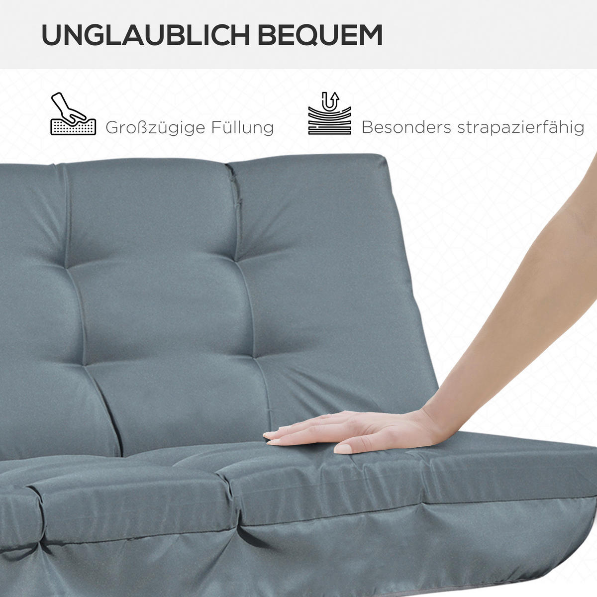 Outsunny Sitzkissen dunkelgrau Schaumstoff B/H/L: ca. 100x8x170 cm Sitzkissen - dunkelgrau (170,00/100,00/8,00cm) - Outsunny