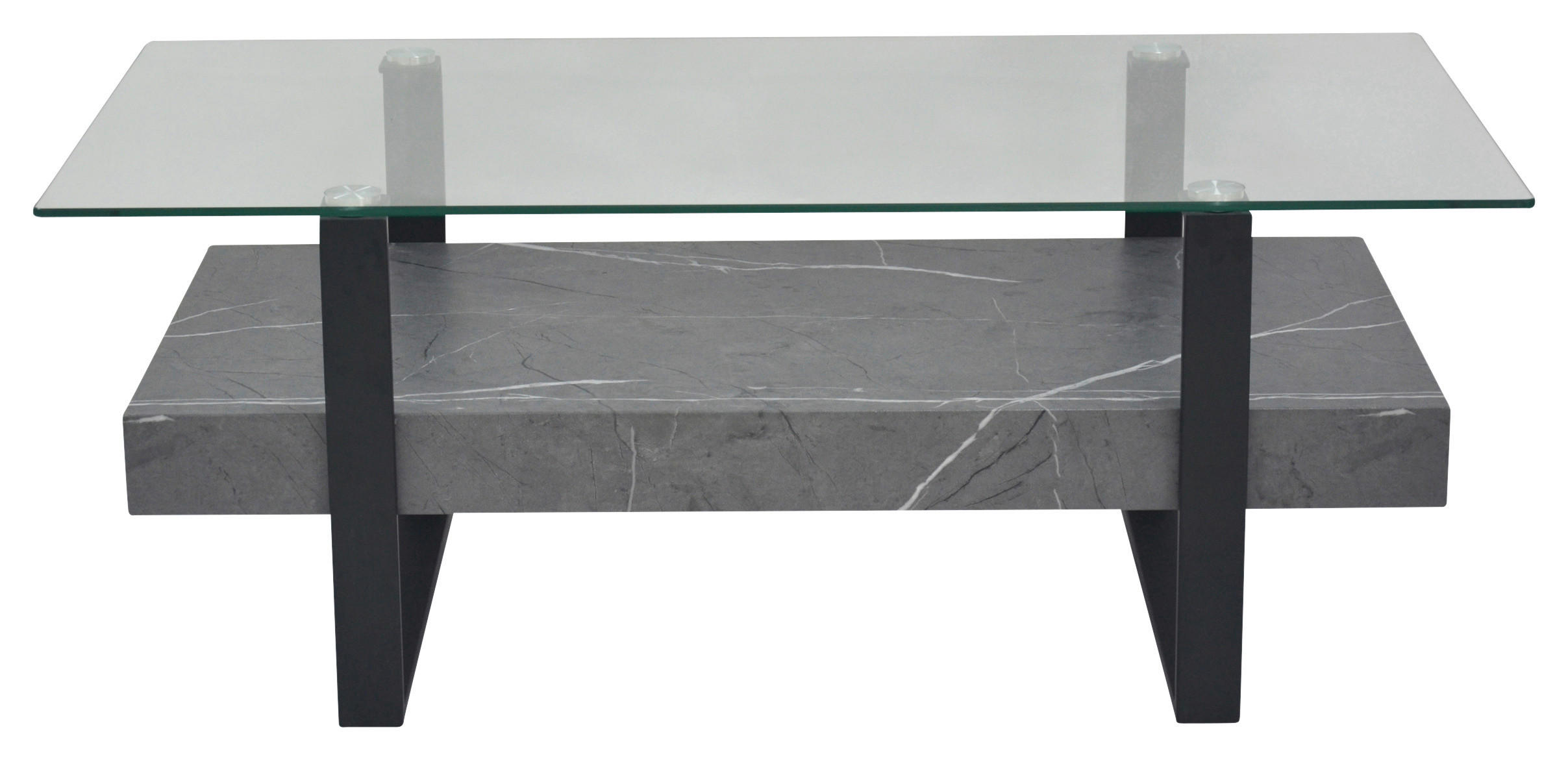 Glascouchtisch Konrad grau Marmor Optik B/H/T: ca. 110x43x60 cm Konrad - klar/schwarz (110,00/43,00/60,00cm)