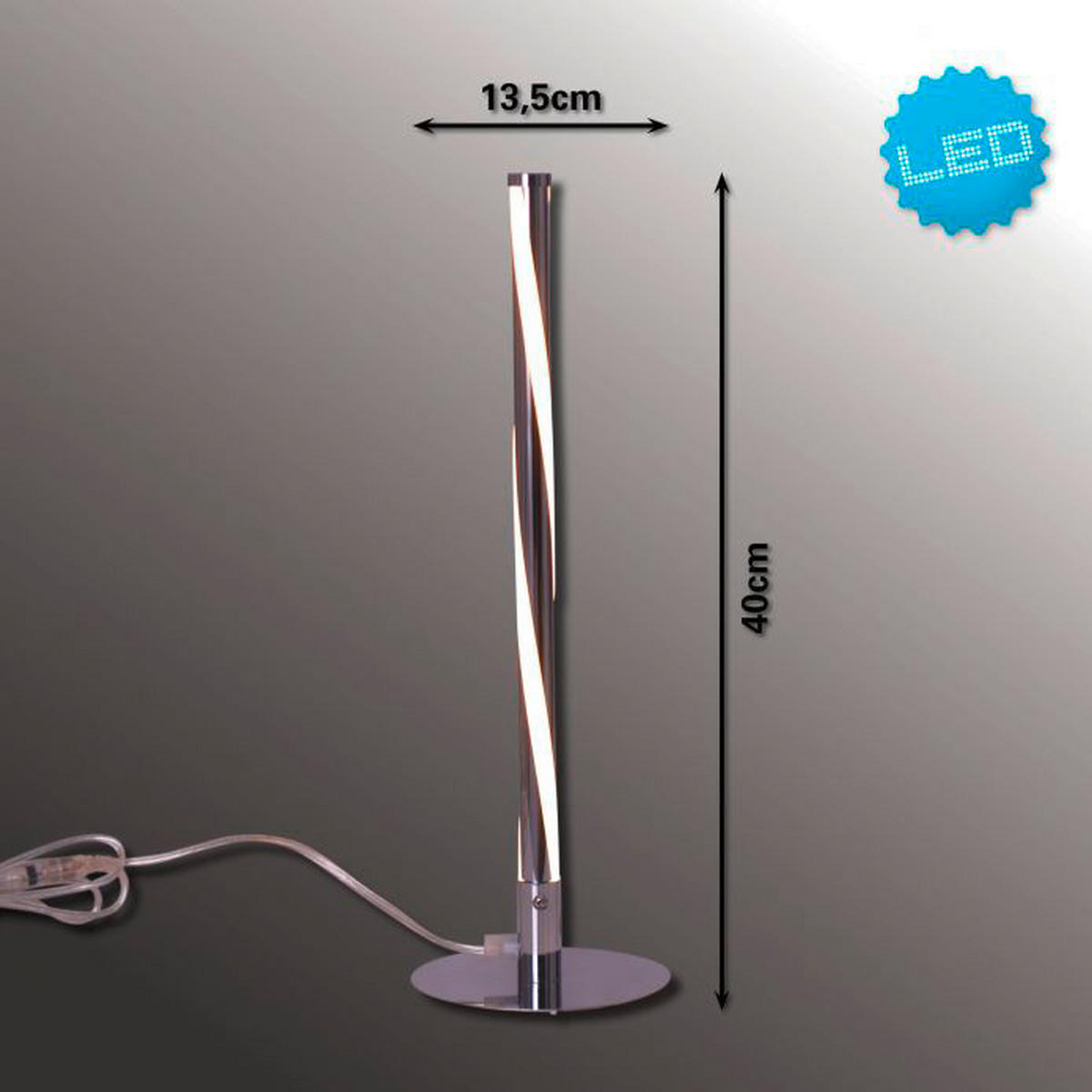 Näve Leuchten LED Tischleuchte NV3152442 Chrom Aluminium H/D: ca. 40x14 cm null 1 Brennstellen Twist - Chrom (14,00/40,00cm) - Näve Leuchten