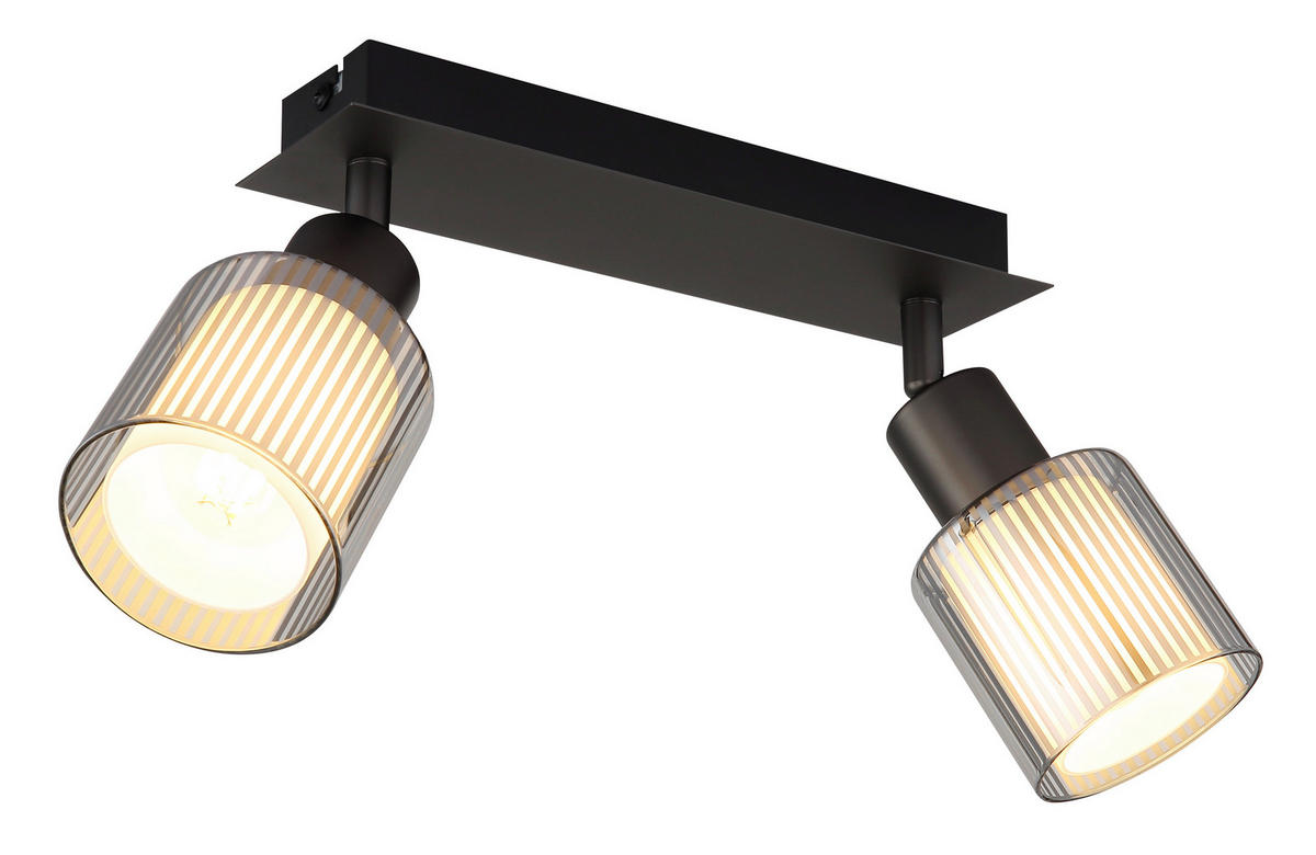 GLOBO Strahler schwarz Chrom Metall Glas B/H/L: ca. 10x30x13 cm E14 2 Brennstellen Strahler-Villegas - schwarz/Chrom (13,00/10,00/30,00cm) - GLOBO