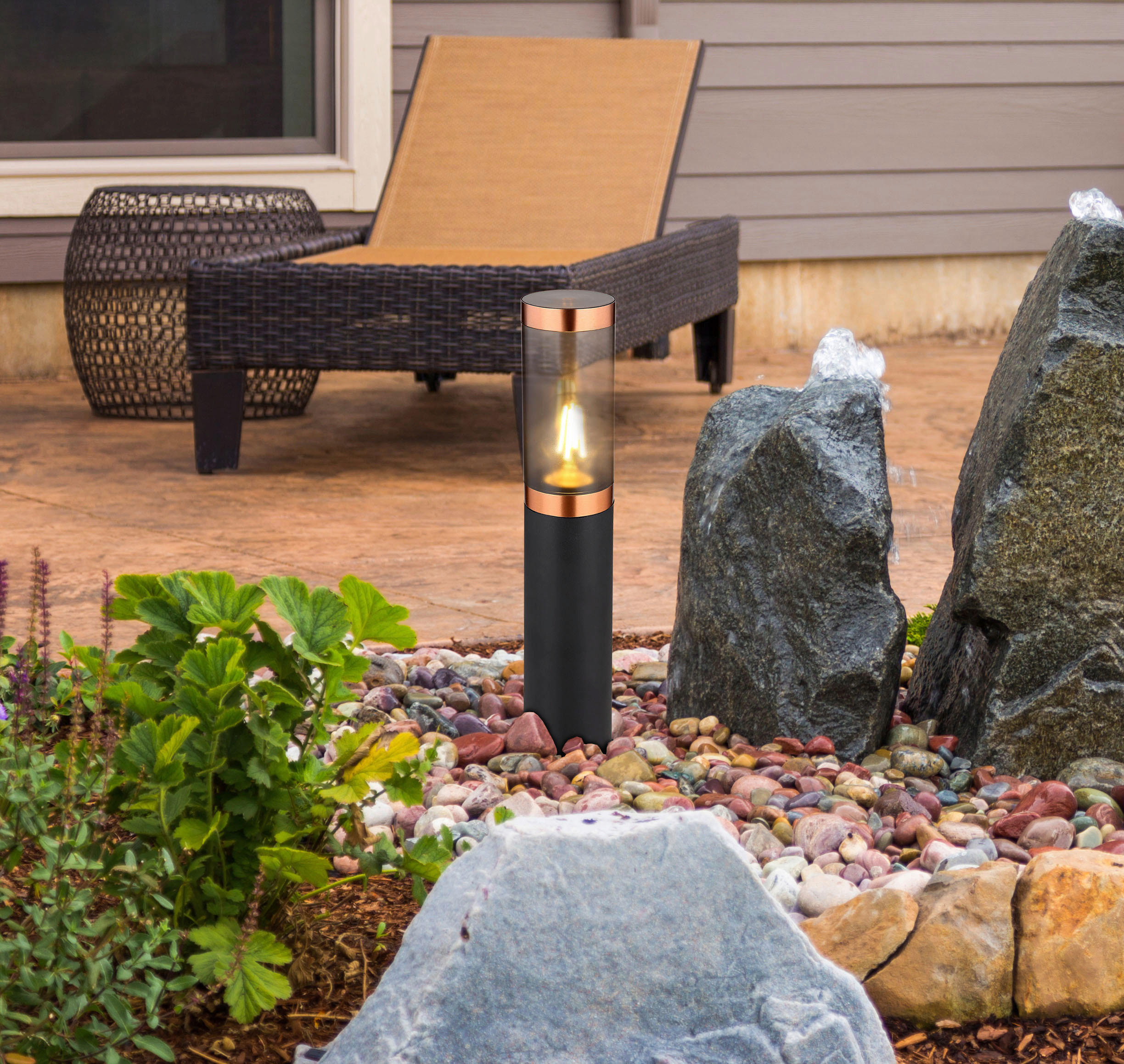 Außenleuchte Kupfer Rauch schwarz H/D: ca. 45x12,7 cm BOSTON - schwarz/Rauch (12,70/45,00cm) - GLOBO