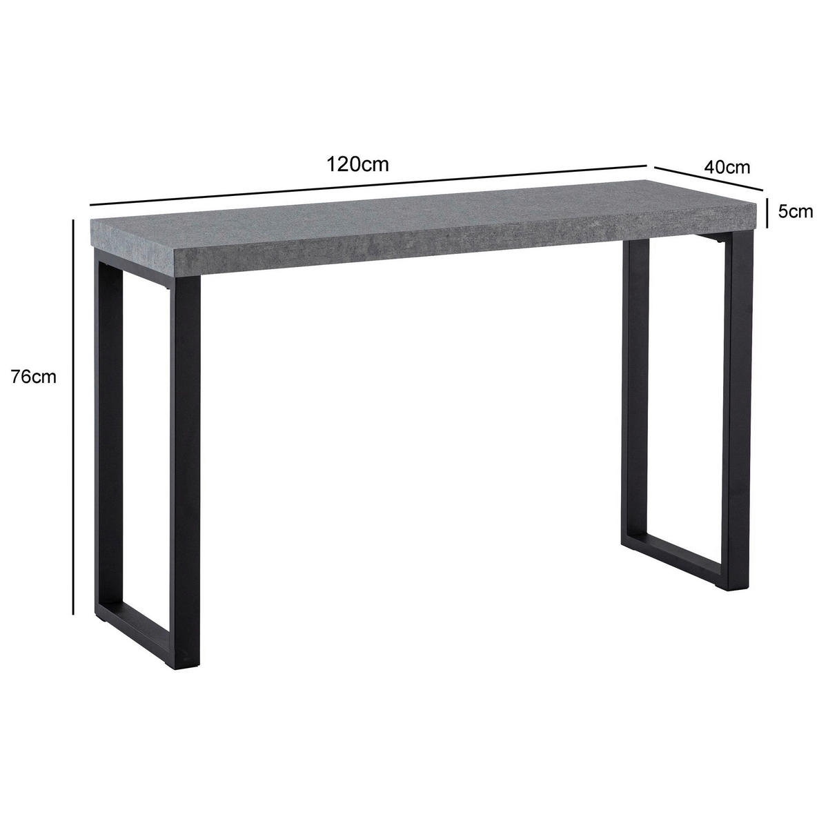Konsolentisch Beton MDF B/H/T: ca. 120x76x40 cm Konsolentisch - Beton (120,00/76,00/40,00cm) - Wohnling