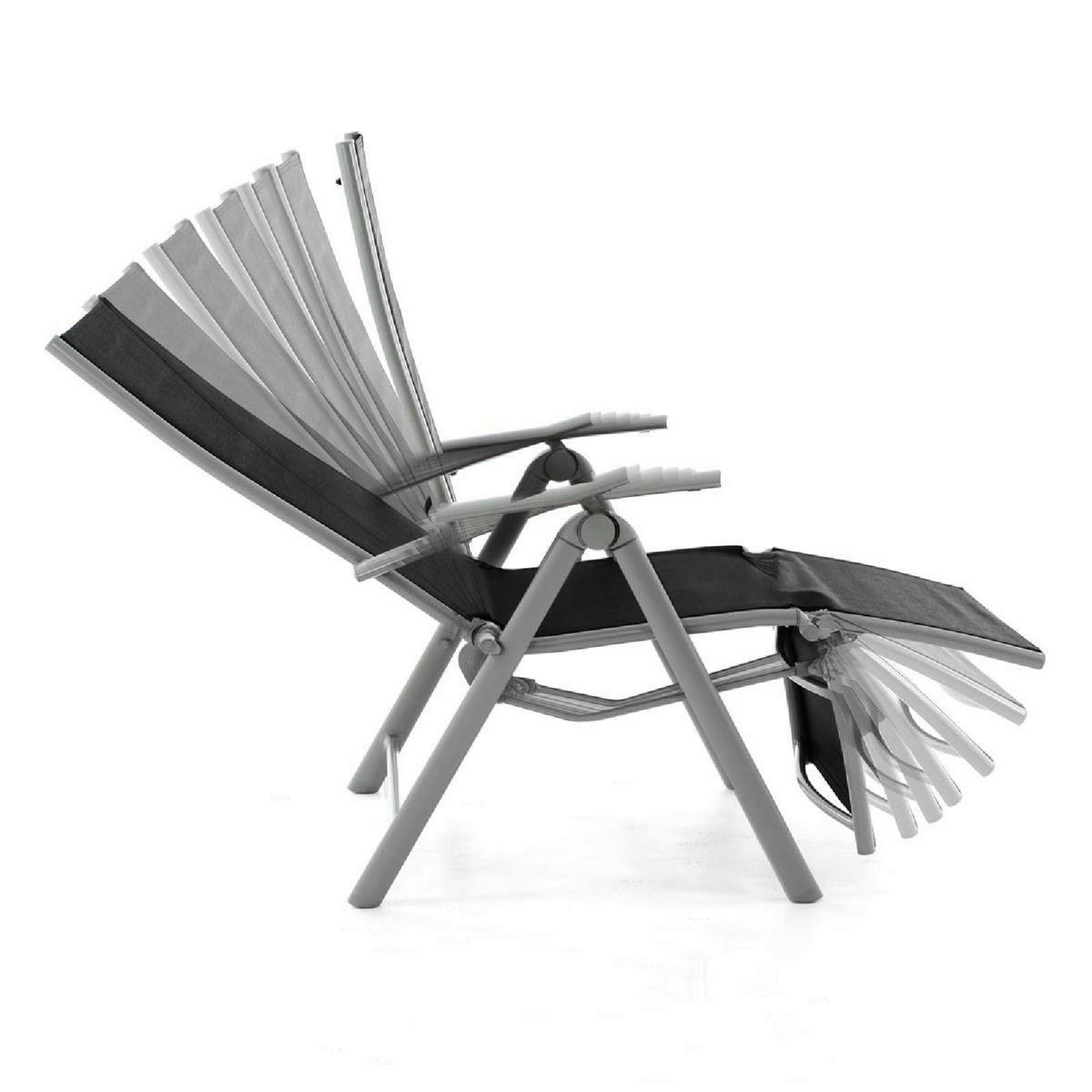 VCM Sonnenliege schwarz Textilene B/H/T: ca. 59x113x74 cm Sonnenliege - hellgrau/schwarz (59,00/113,00/74,00cm) - VCM