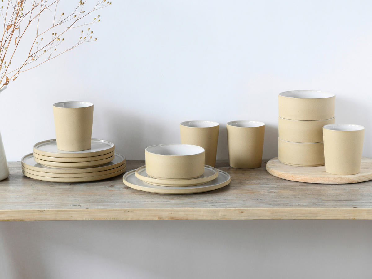 CreaTable Kombiservice Futuro weiß Steinzeug 16 tlg. Futuro - sand/weiß - CreaTable