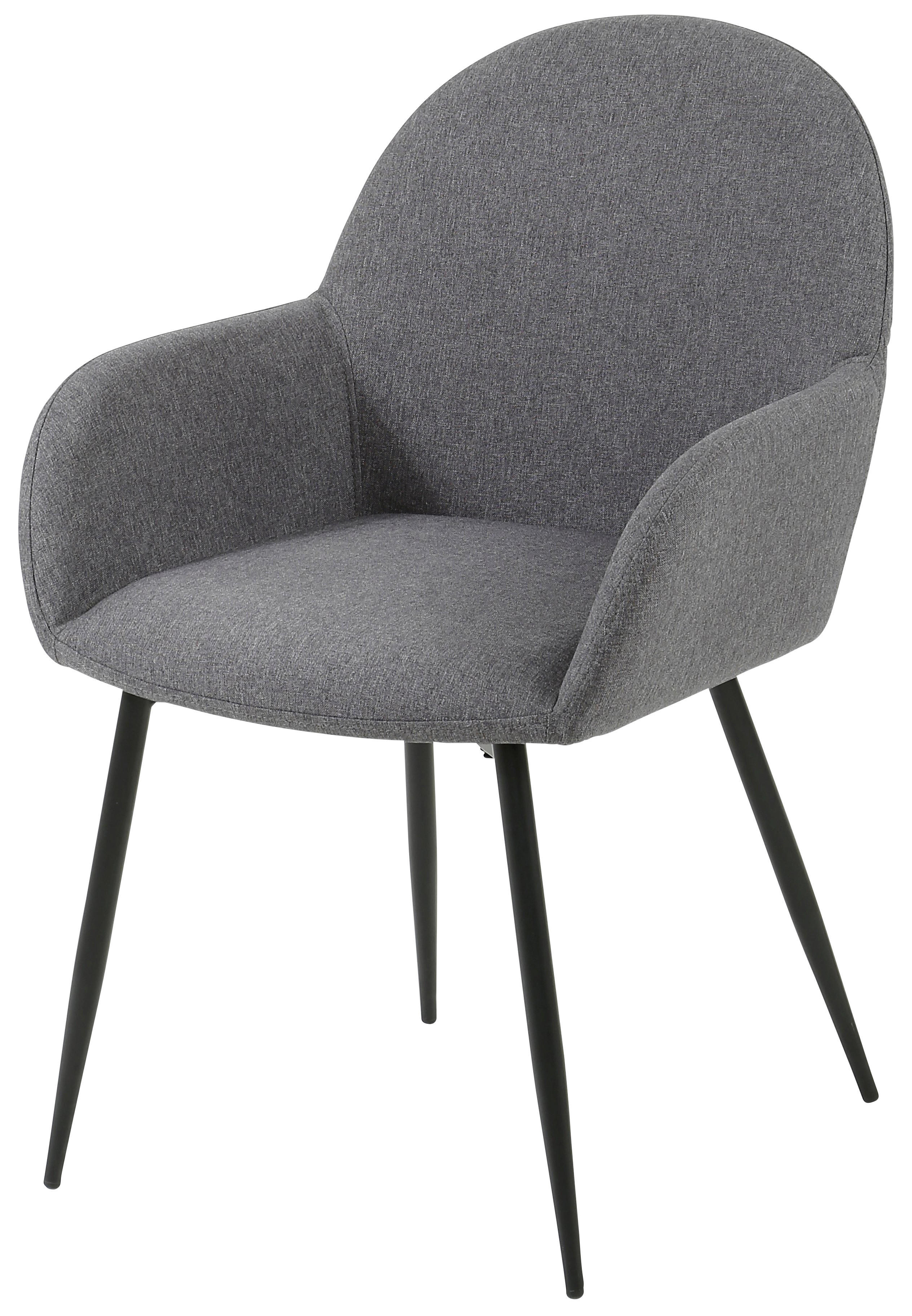 Armlehnstuhl Martha anthrazit schwarz Webstoff Metall B/H/T: ca. 58x84x49 cm Martha - schwarz/anthrazit (58,00/84,00/49,00cm)