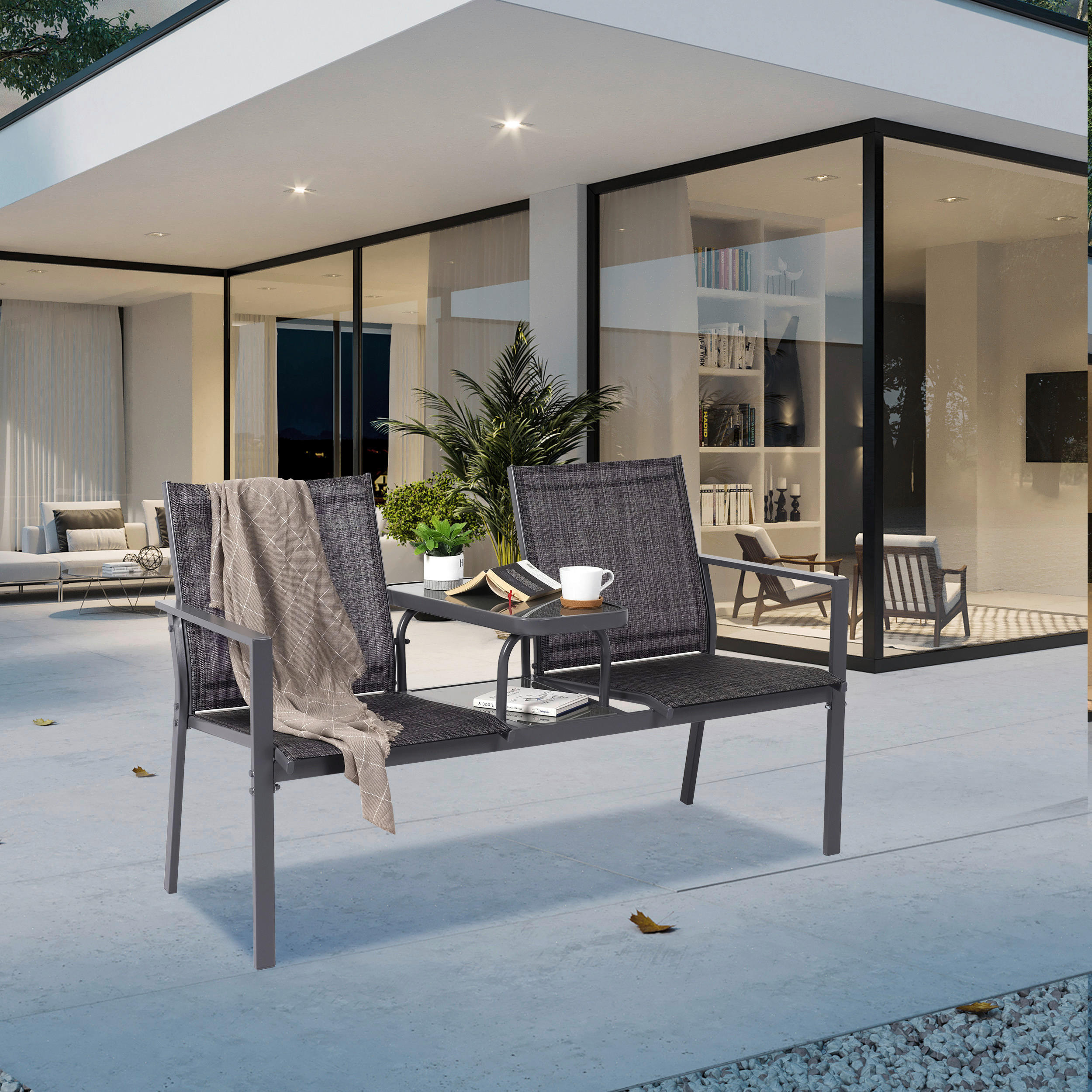 POCOline Gartenbank Paris grau Stahl B/H/L: ca. 61x89x147 cm Paris - grau (147,00/61,00/89,00cm) - POCOline