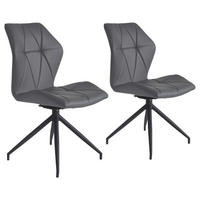 Stuhl IMKE  2er-Set grau schwarz Kunstleder Metall B/H/T: ca. 52x90,5x62 cm IMKE  2er-Set - schwarz/grau (52,00/90,50/62,00cm) - byLIVING
