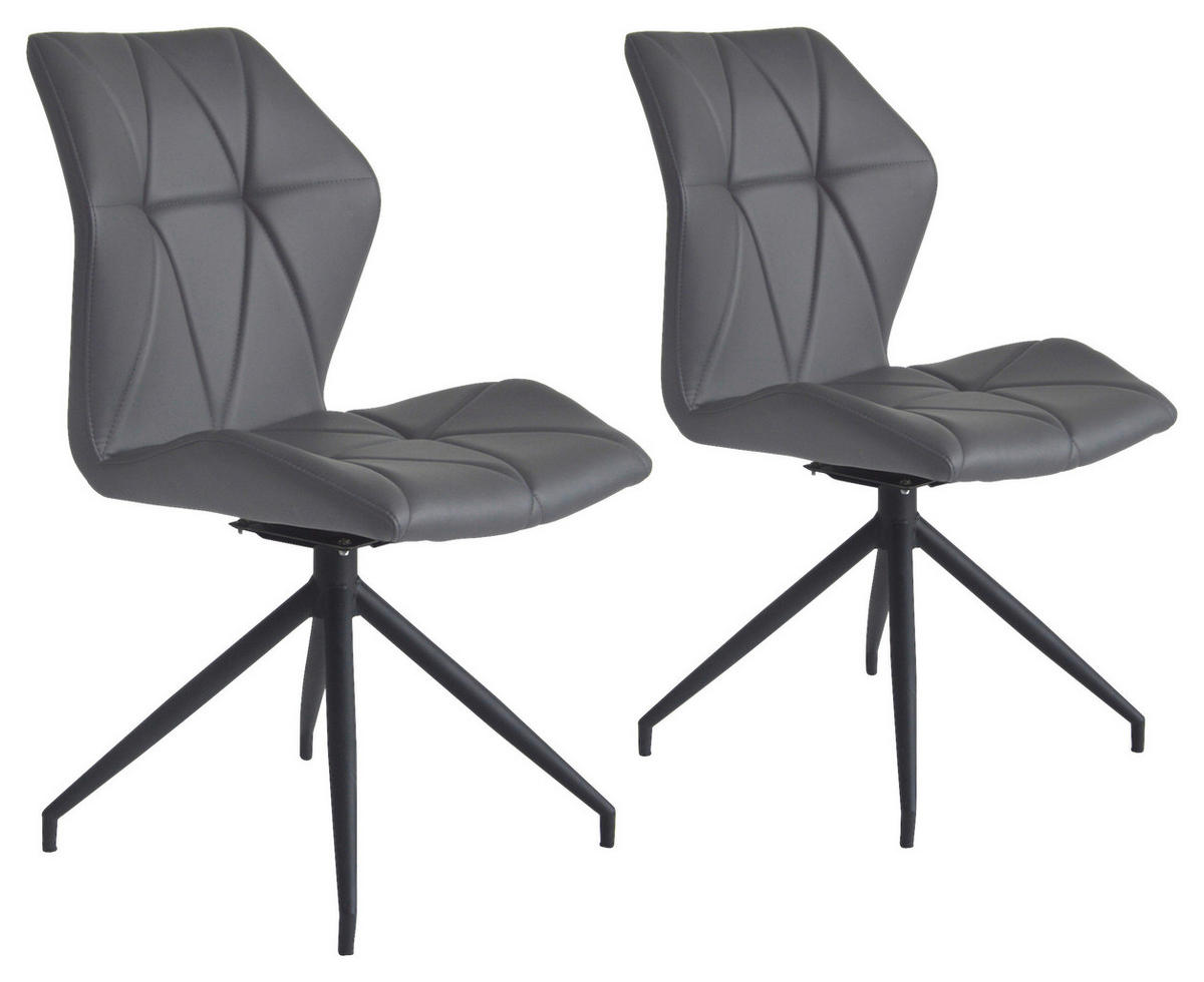 Stuhl IMKE  2er-Set grau schwarz Kunstleder Metall B/H/T: ca. 52x90,5x62 cm IMKE  2er-Set - schwarz/grau (52,00/90,50/62,00cm) - byLIVING