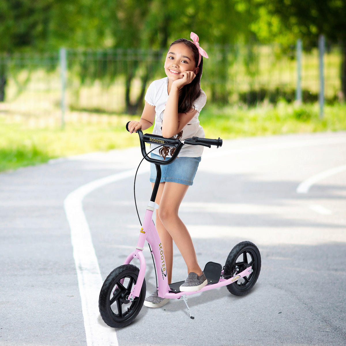 HOMCOM Kinderroller pink Kinderroller - pink (120,00/52,00/88,00cm) - HOMCOM
