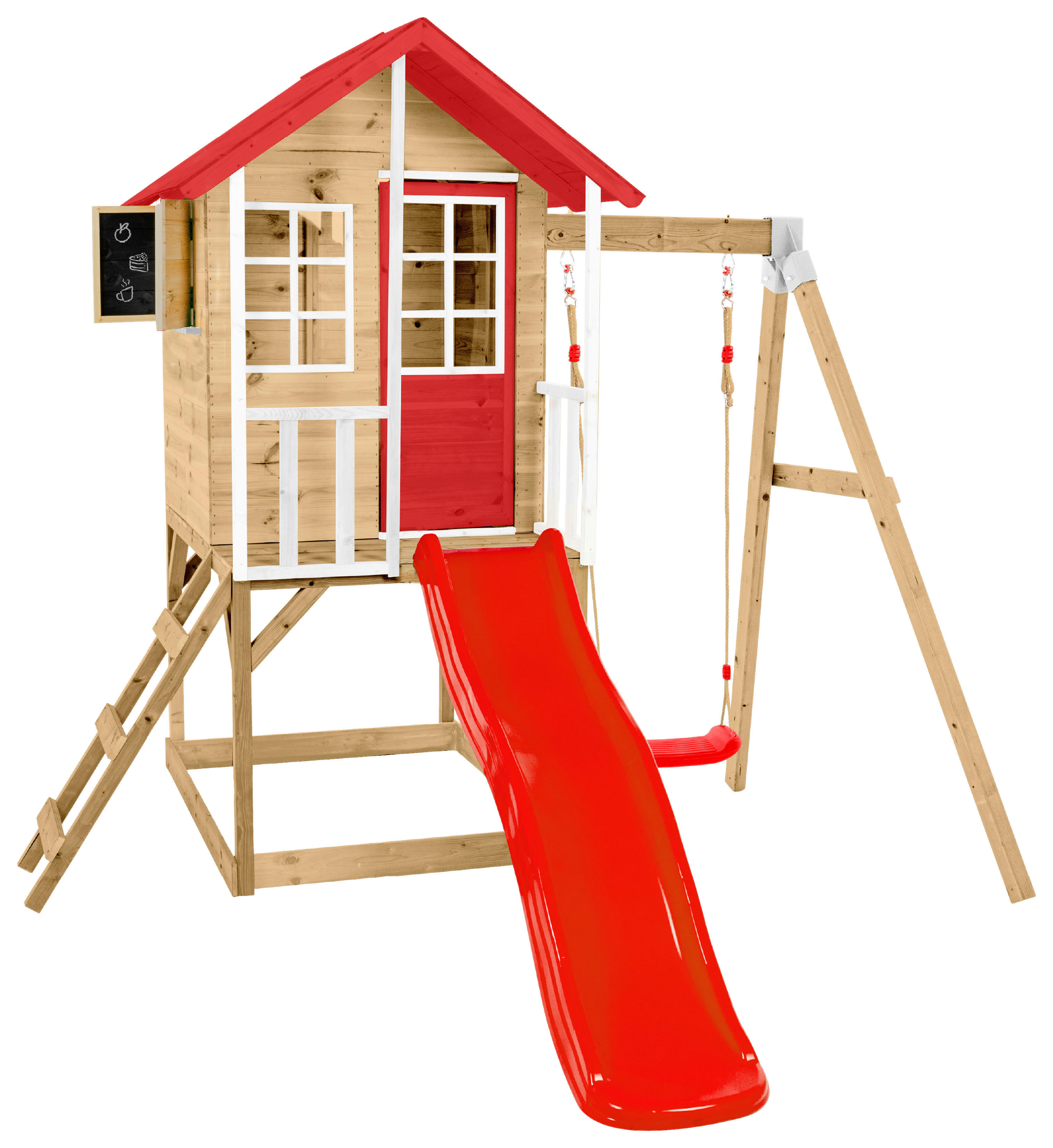 Zwerkules Spielhaus Lolla grau B/H/L: ca. 280x224x352 cm Lolla - weiß/natur (352,00/280,00/224,00cm) - Zwerkules