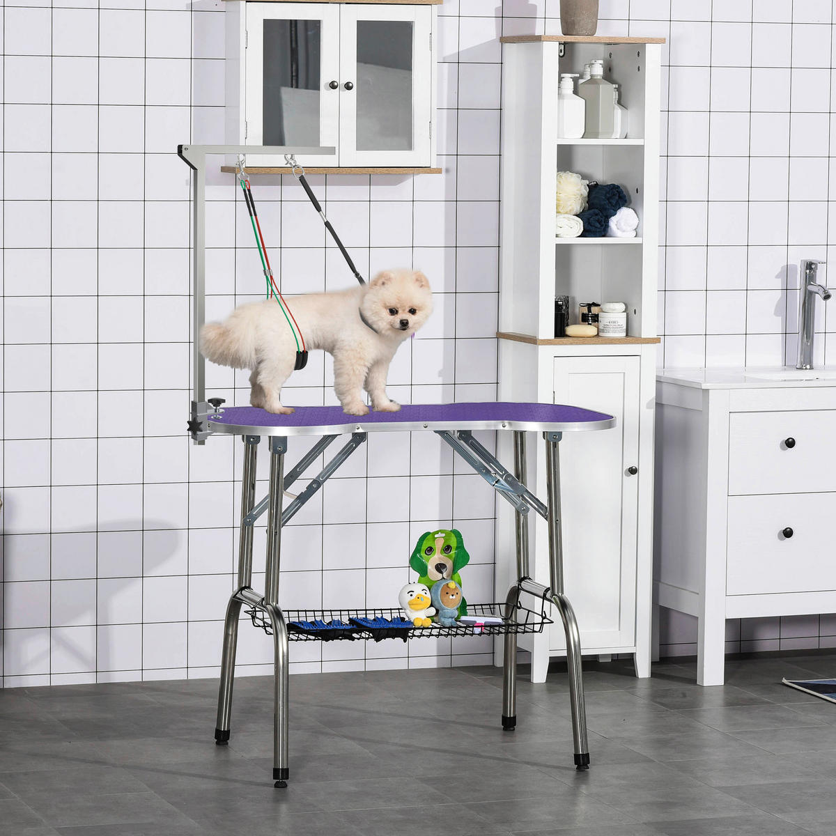 PawHut Haustier Fellpflege m. Klemme silber Aluminium B/H/L: ca. 8x36x74 cm Haustier_Fellpflege_Arm - silber (74,00/8,00/36,00cm) - PawHut