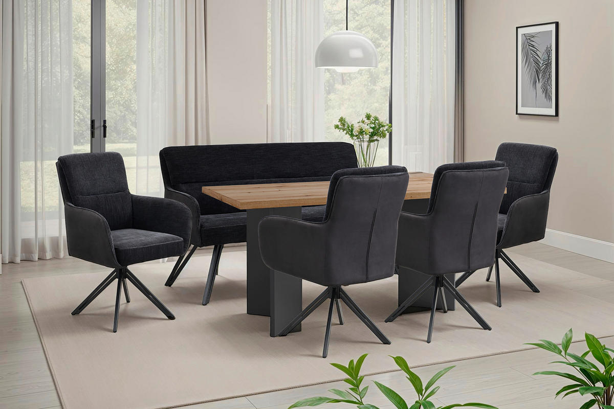 Stuhl TINO schwarz Metall Microfaser B/H/T: ca. 62x94x70 cm TINO - schwarz (62,00/94,00/70,00cm) - byLIVING