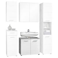 Waschbeckenunterschrank Stockholm Beton Optik weiß Hochglanz B/H/T: ca. 70x60x35 cm Stockholm - weiß (70,00/60,00/35,00cm)