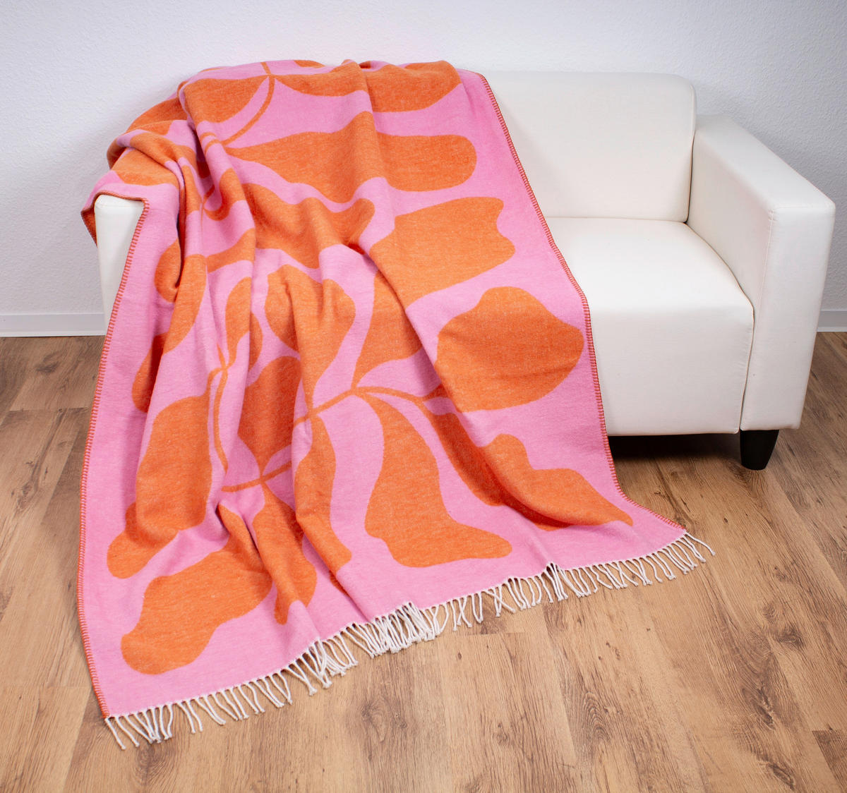 Wohndecke Sommerdecke_m.Fransen pink - orange/pink (150,00/200,00cm)