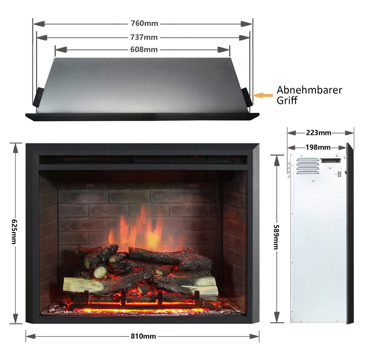 Balderia Einbaukamin Calida schwarz B/H/T: ca. 62,1x81x22,3 cm Elekt.-Kamin Calida 30" EF44C - schwarz (62,10/81,00/22,30cm) - Balderia