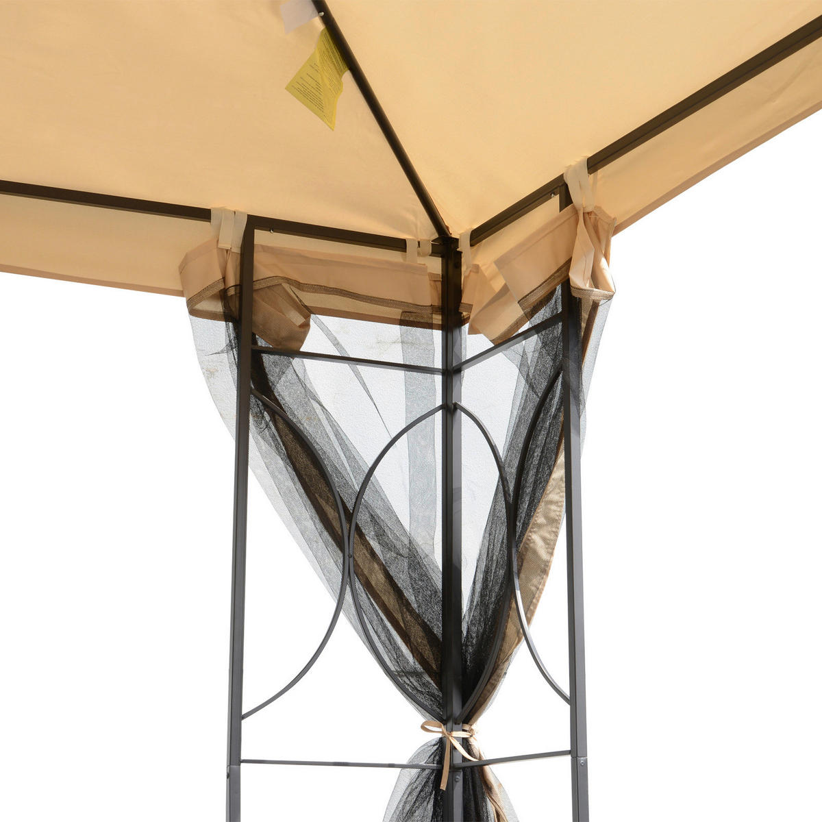 Outsunny Pavillon beige Metall B/H/T: ca. 300x278x300 cm Metallpavillon_mit_Moskitonetz - beige (300,00/278,00/300,00cm) - Outsunny
