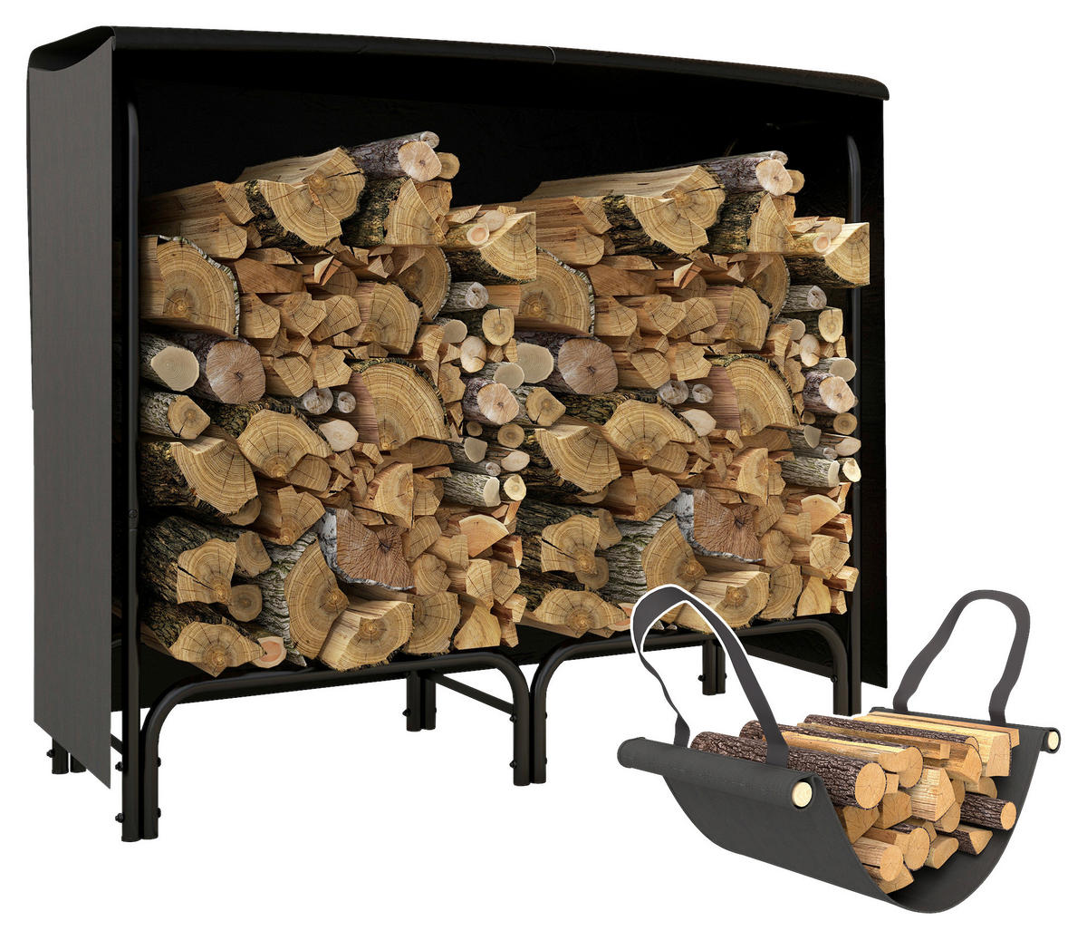 Outsunny Kaminholzregal schwarz B/H/L: ca. 36x99x120 cm Kaminholzregal - schwarz (120,00/36,00/99,00cm) - Outsunny