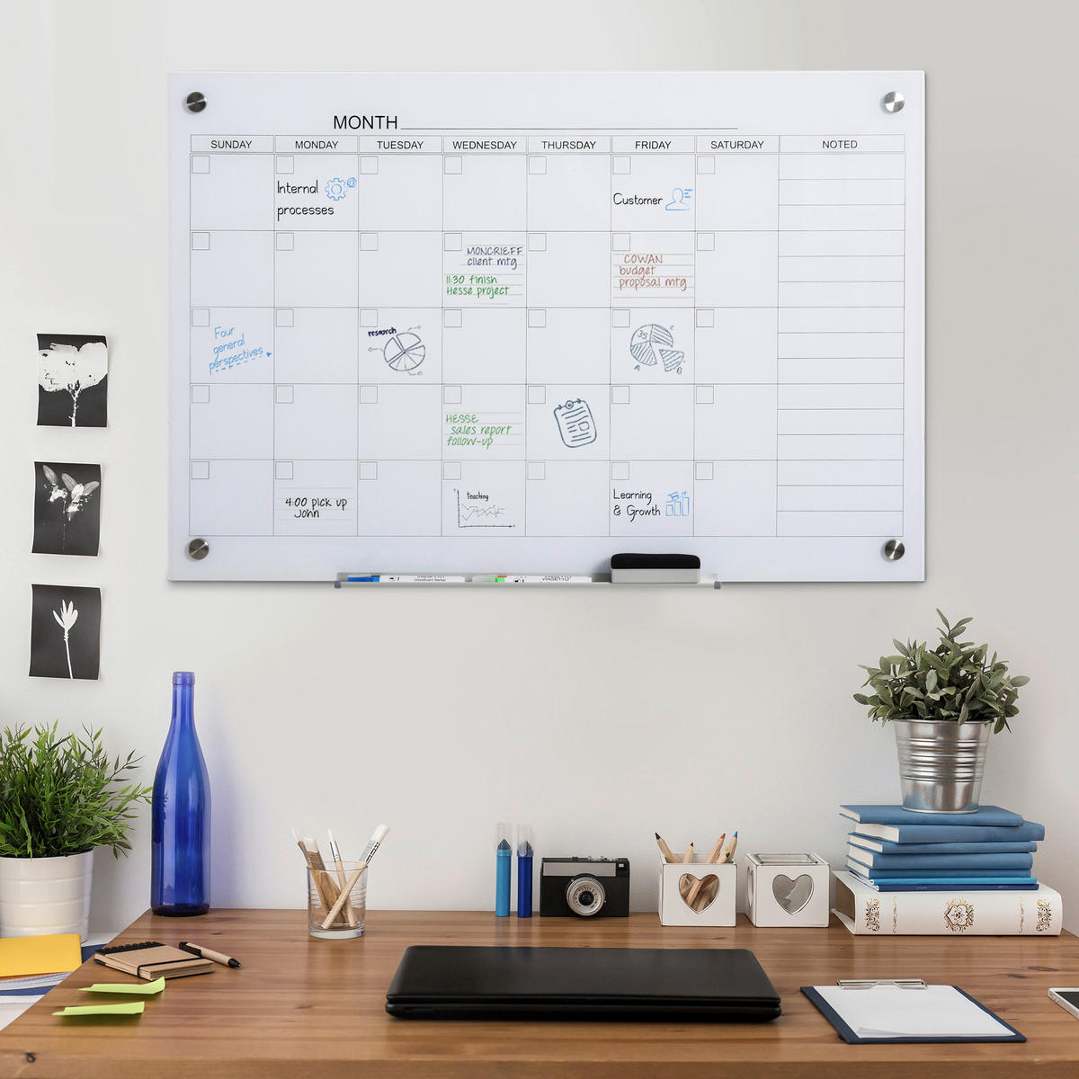 Vinsetto Wandboard Kalendertafel - weiß (0,20/60,00/90,00cm) - Vinsetto