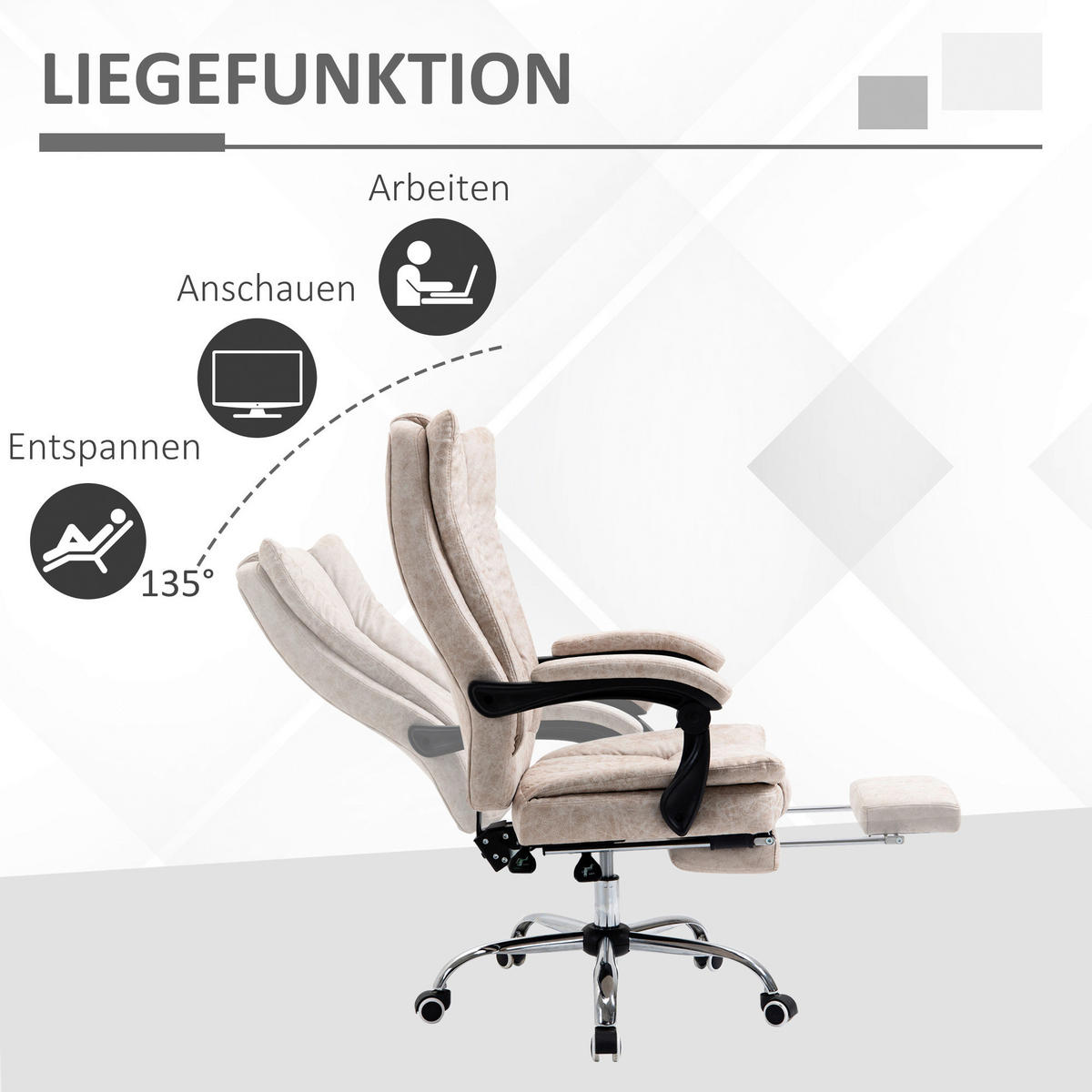 Drehstuhl 921-420 beige 921-420 - beige (63,00/118,00/71,00cm) - Vinsetto