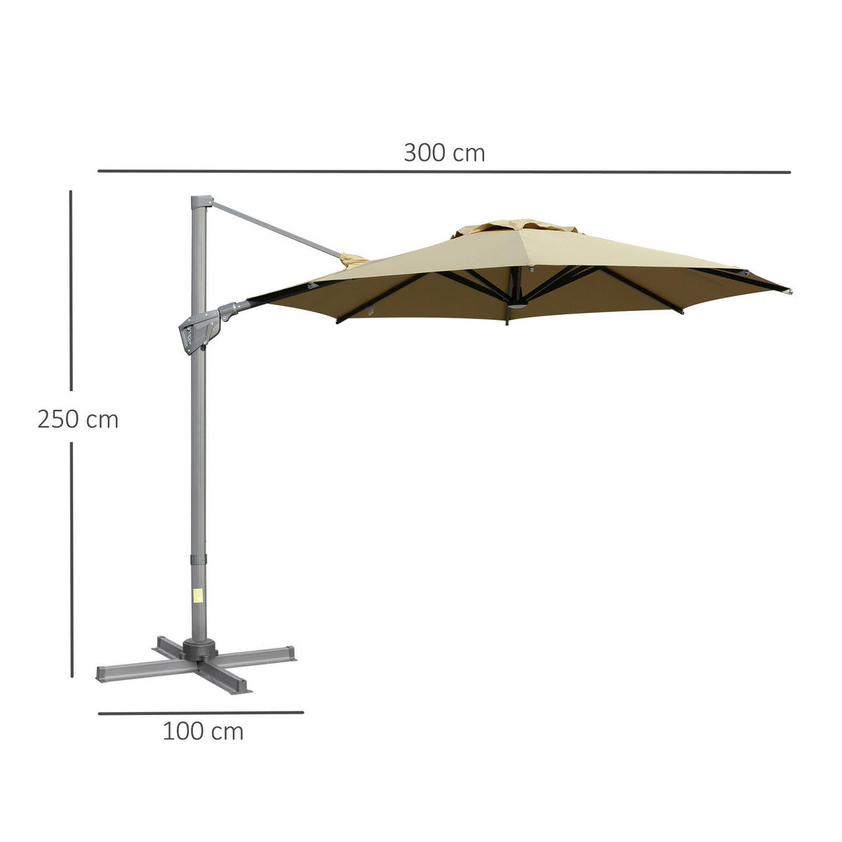 Outsunny Sonnenschirm khaki Aluminium B/H/L: ca. 298x269x298 cm Sonnenschirm - khaki (298,00/298,00/269,00cm) - Outsunny