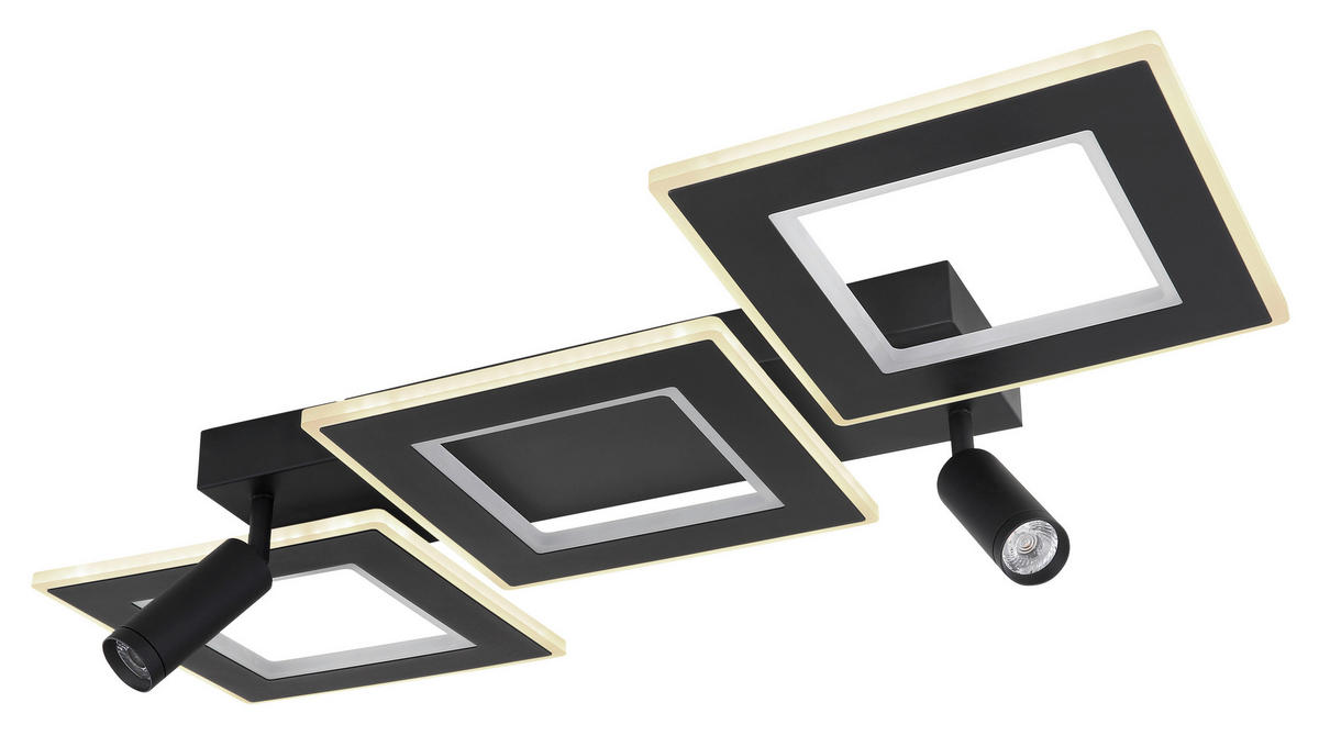 GLOBO Deckenleuchte schwarz Opal Metall Acryl B/H/L: ca. 56x11,5x82 cm 2 Brennstellen Marian - schwarz/Opal (82,00/56,00/11,50cm) - GLOBO