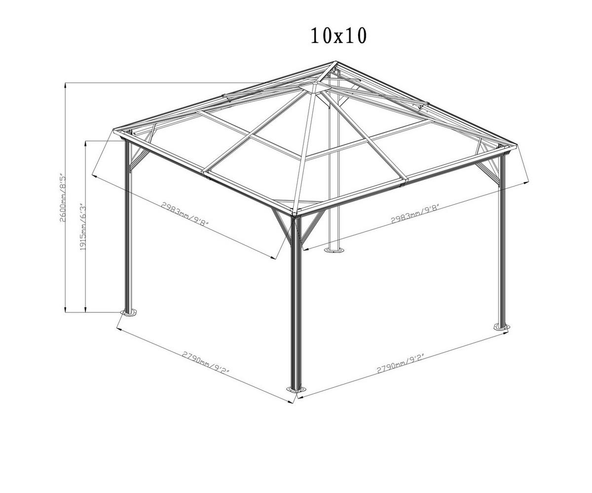 Sojag Pavillon Verona anthrazit Aluminium B/H/L: ca. 298x260x298 cm Verona - anthrazit (298,00/298,00/260,00cm) - Sojag