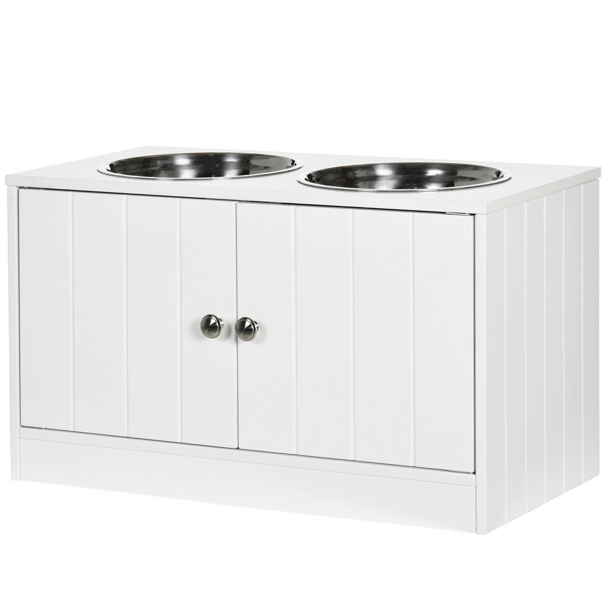 PawHut Futterstation weiß MDF B/H/L: ca. 30x35,5x60 cm Futterstation - weiß (60,00/30,00/35,50cm) - PawHut