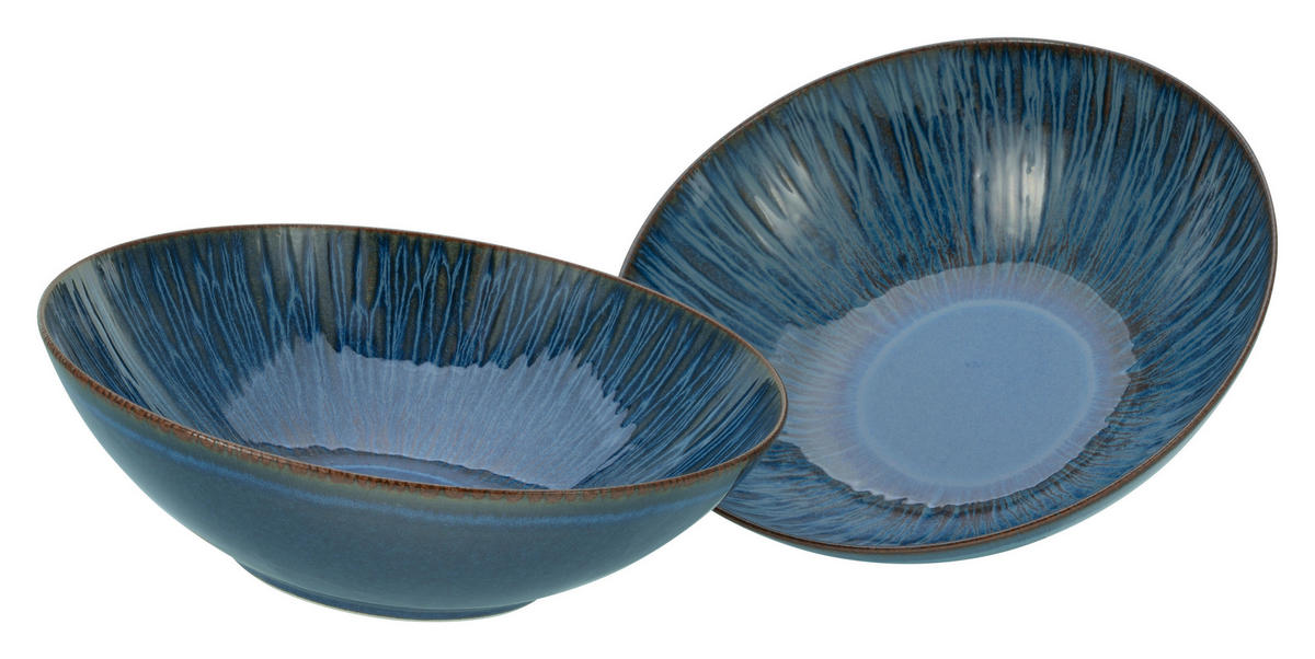 CreaTable Salatschüssel-Set Sea Breeze blau Steinzeug Sea Breeze - blau - CreaTable