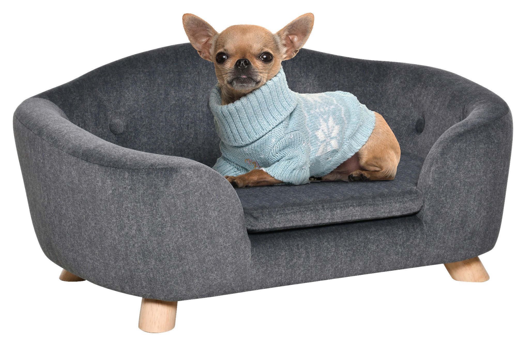 PawHut Hundebett grau Kiefer B/H/L: ca. 47x30x70 cm günstig online kaufen