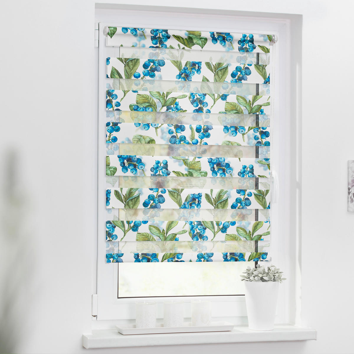 Doppelrollo Duo Heidelbeere blau B/T: ca. 80x150 cm Duo Heidelbeere - blau/grün (80,00/150,00cm) - LICHTBLICK