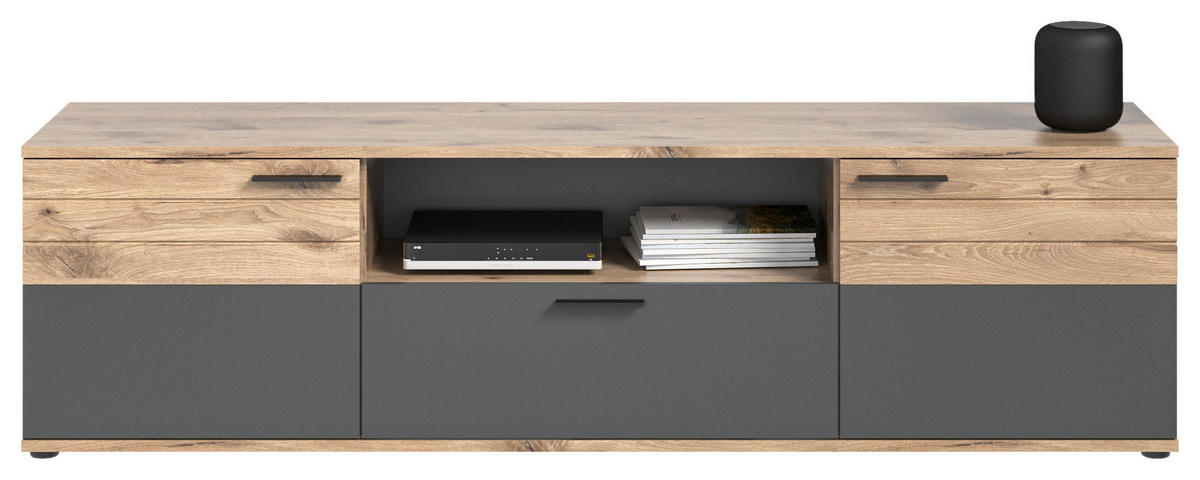 TV-Lowboard Mason Nox Oak Nachbildung dunkelgrau B/H/T: ca. 194x53x47 cm Mason - dunkelgrau (194,00/53,00/47,00cm)