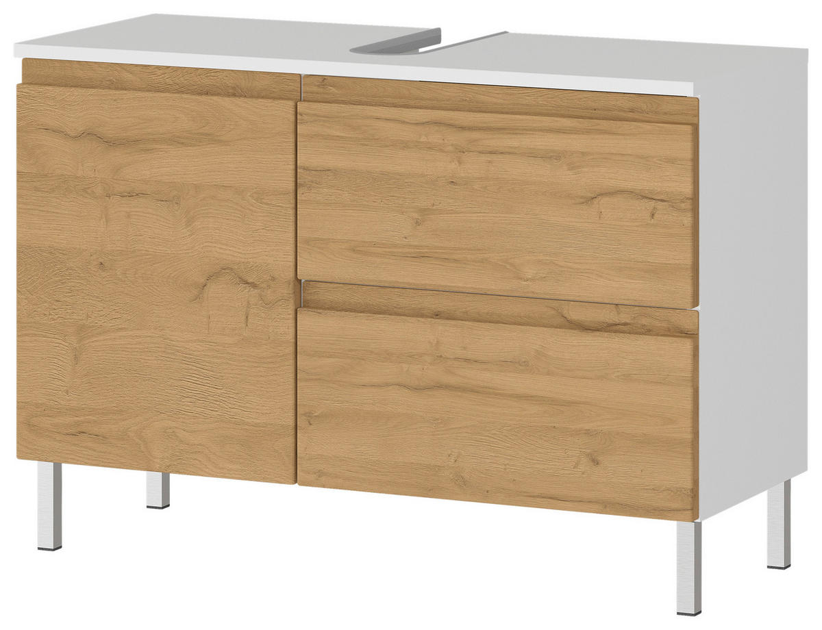 Waschbeckenunterschrank 4331-559 weiß Eiche Grand-Son Nachbildung B/H/T: ca. 80x56x34 cm 4331-559 - Eiche/weiß (80,00/56,00/34,00cm) - Germania
