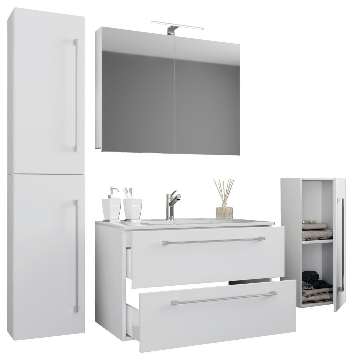 Waschplatz 5tlg-Badinos weiß B/H/T: ca. 80x50x46 cm 5tlg-Badinos - weiß (80,00/50,00/46,00cm) - VCM Möbel
