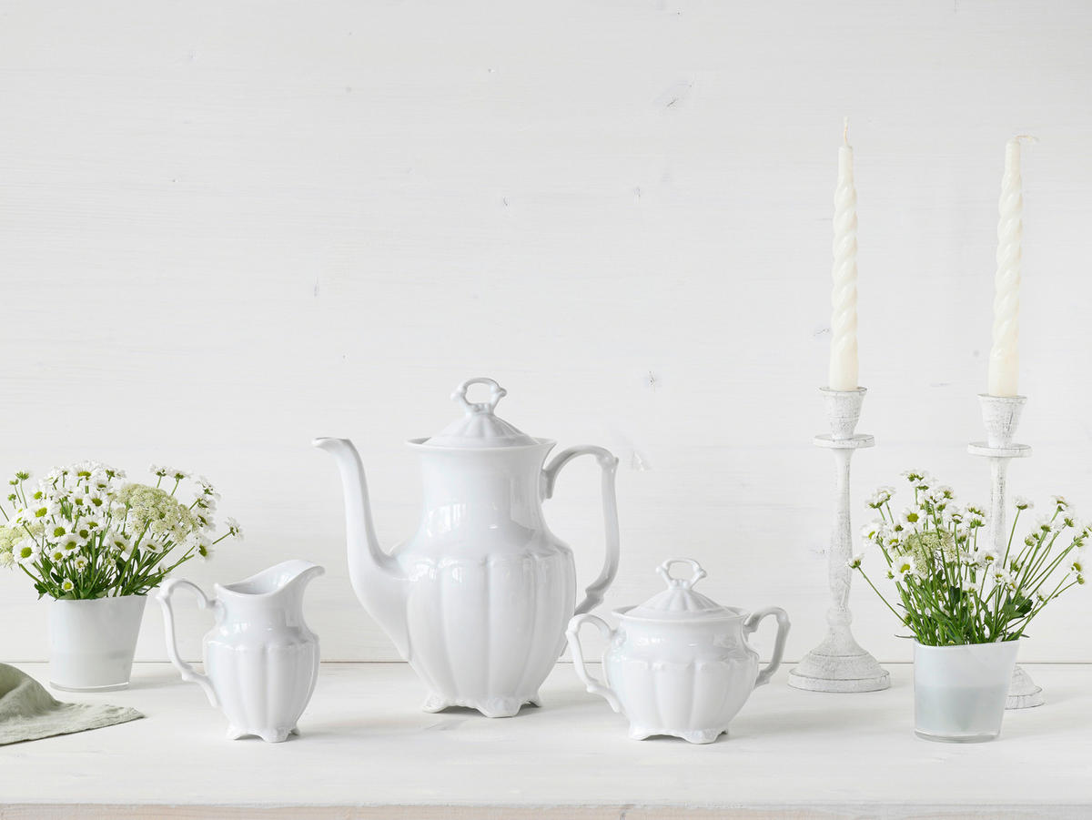 CreaTable Kaffee-Set Maria Theresia weiß Porzellan Maria Theresia - weiß - CreaTable
