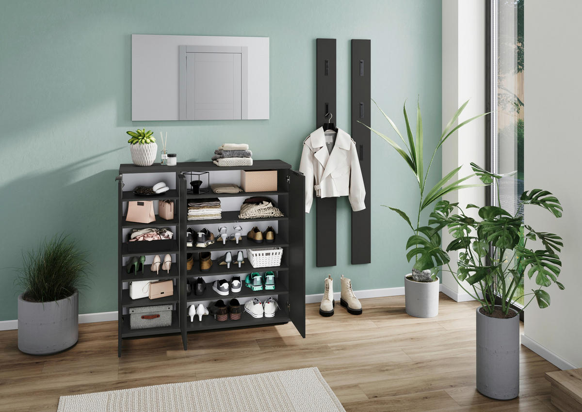 Schuhschrank 0360-547 Graphit Optik B/H/T: ca. 113x108x37 cm 0360-547 - Graphit (113,00/108,00/37,00cm) - Germania