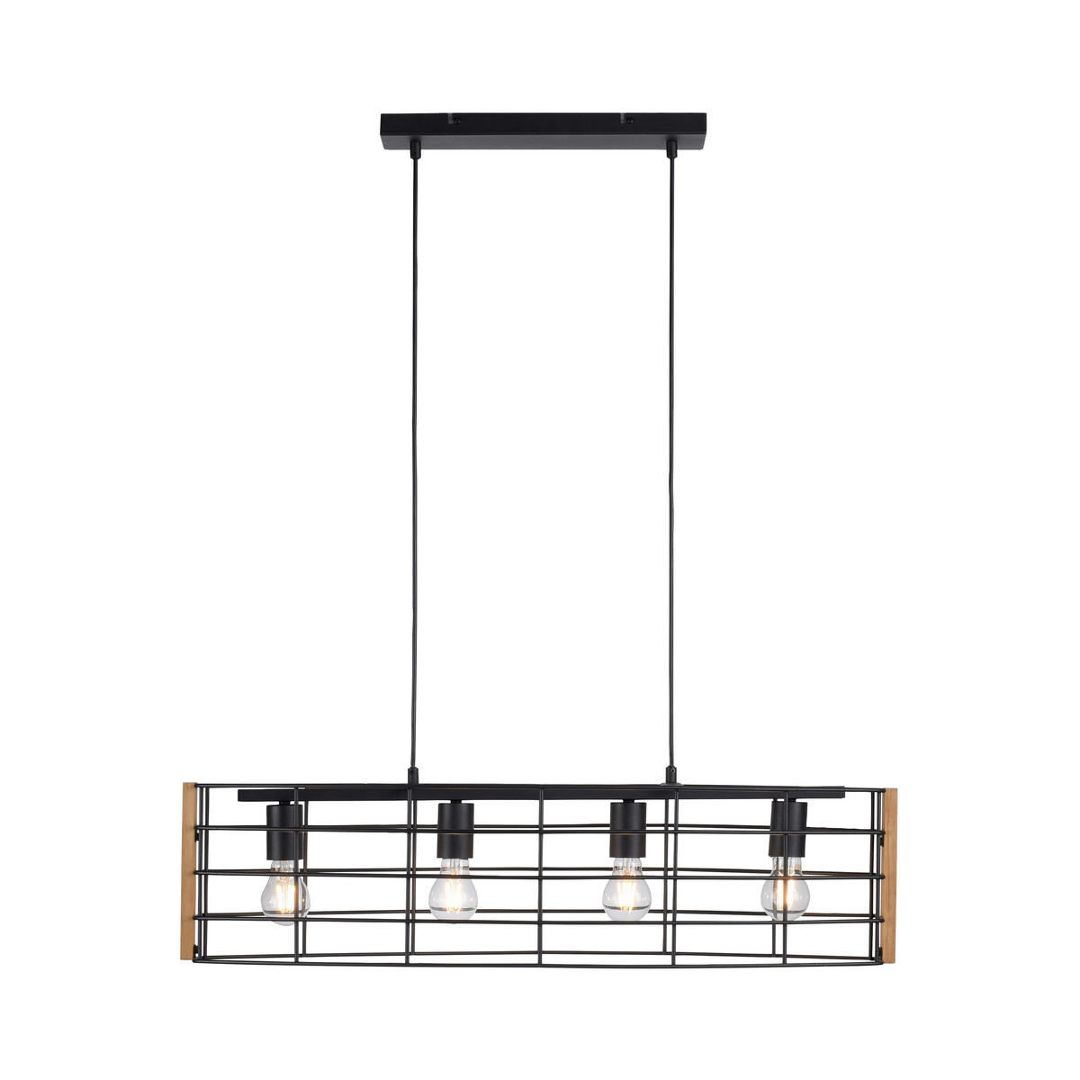 Just Light Pendelleuchte DRAIN 15253-18 schwarz kiefer Metall Holz B/H/T: ca. 83x150x26 cm E27 4 Brennstellen DRAIN - kiefer/schwarz (83,00/150,00/26,00cm) - Just Light
