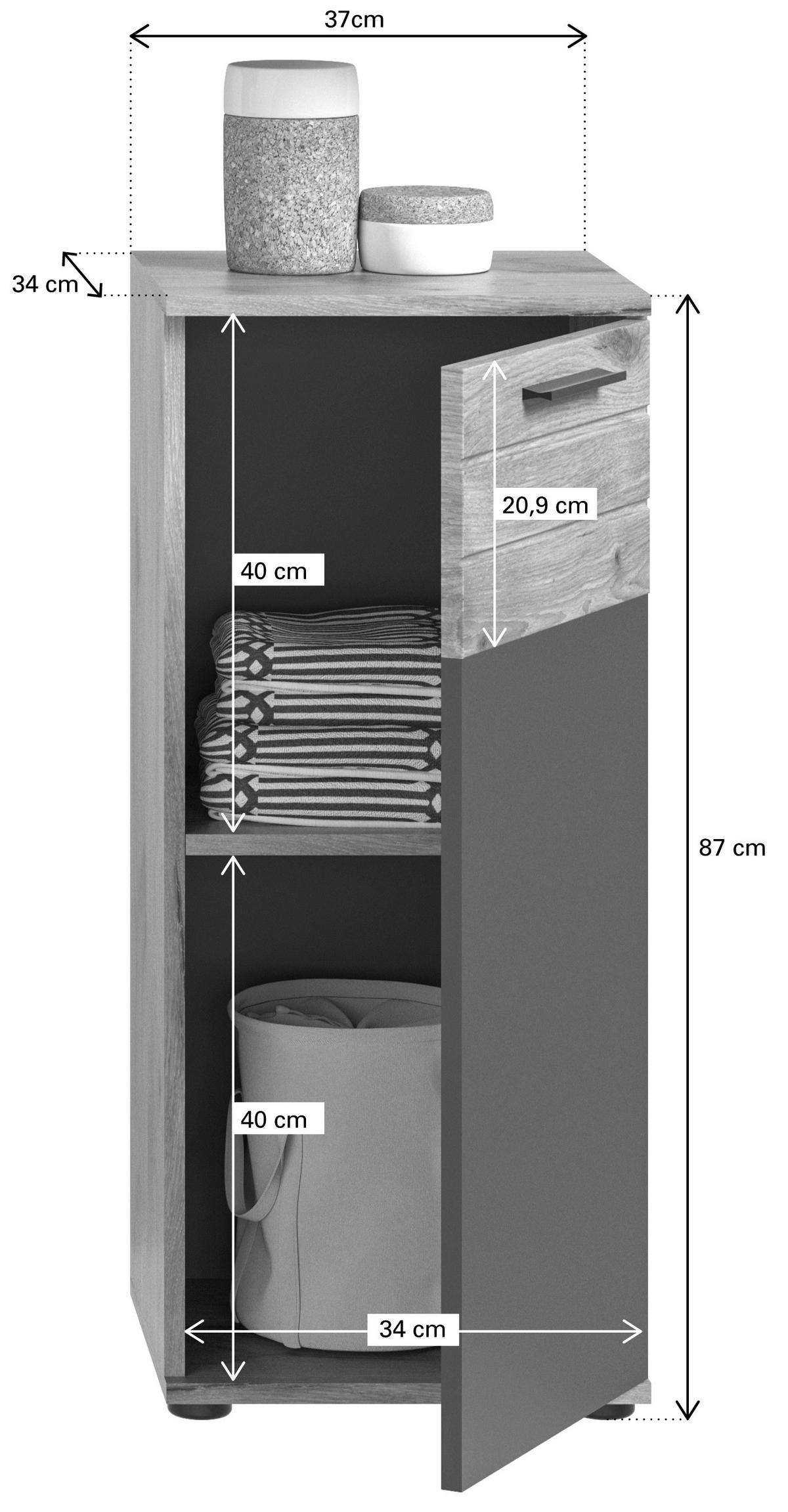 Badezimmer-Set MASON Nox Oak Nachbildung edles Basaltgrau Nachbildung B/H/T: ca. 112x190x34 cm MASON - edles Basaltgrau (112,00/190,00/34,00cm) - xonox.home