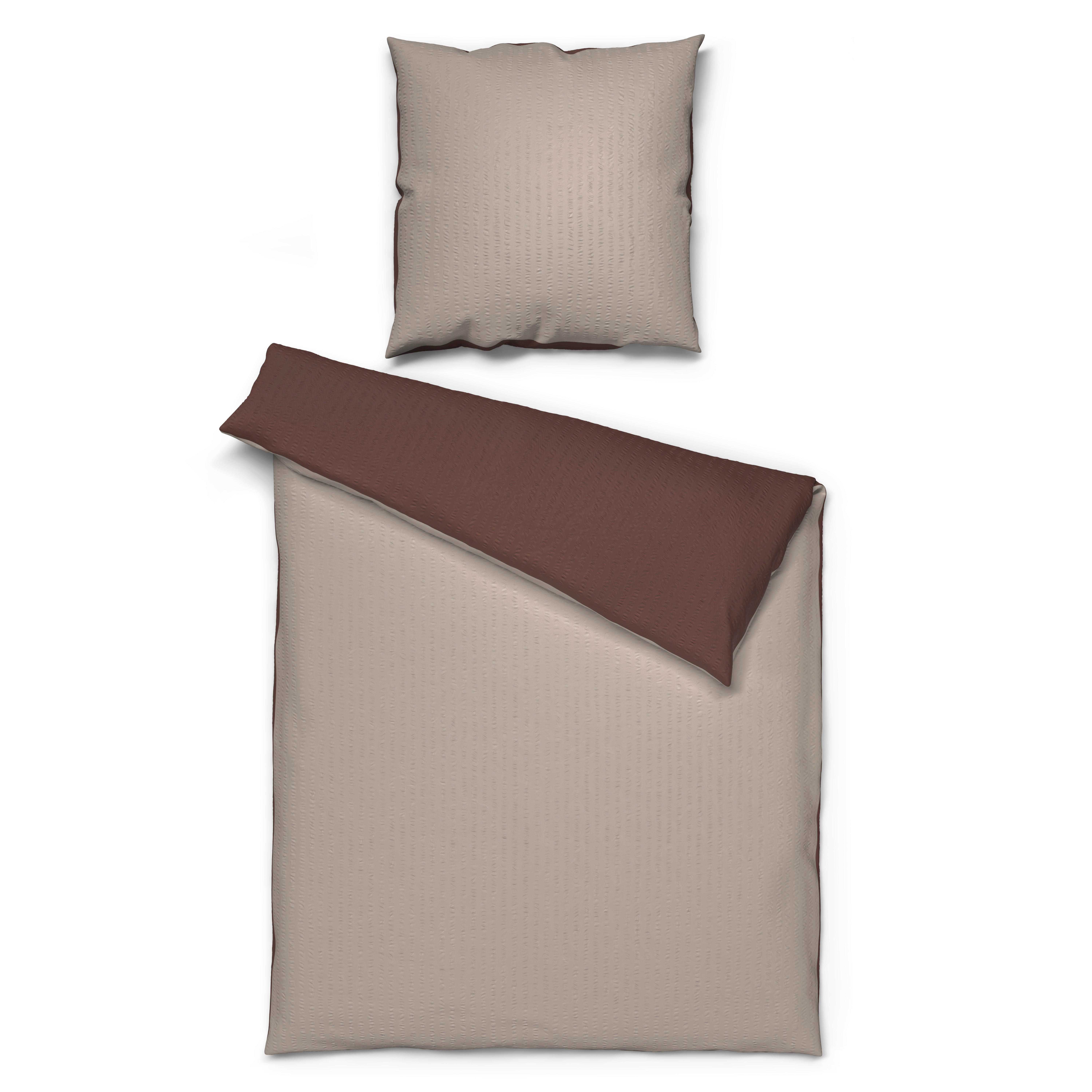 Microfaser Wende Bettwäsche Seersucker Wendebettwäsche-Seersucker br/tau - braun/taupe (135,00/200,00cm)